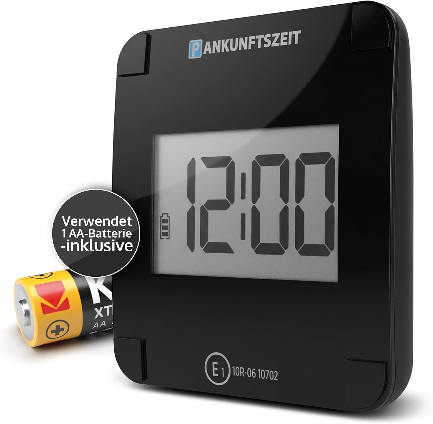 Detalle de parkzeit NEW 2026 Elektronische Parkscheibe (automatisch, KBA-zugelassen) mit 1× AA-Langlaufbatterie