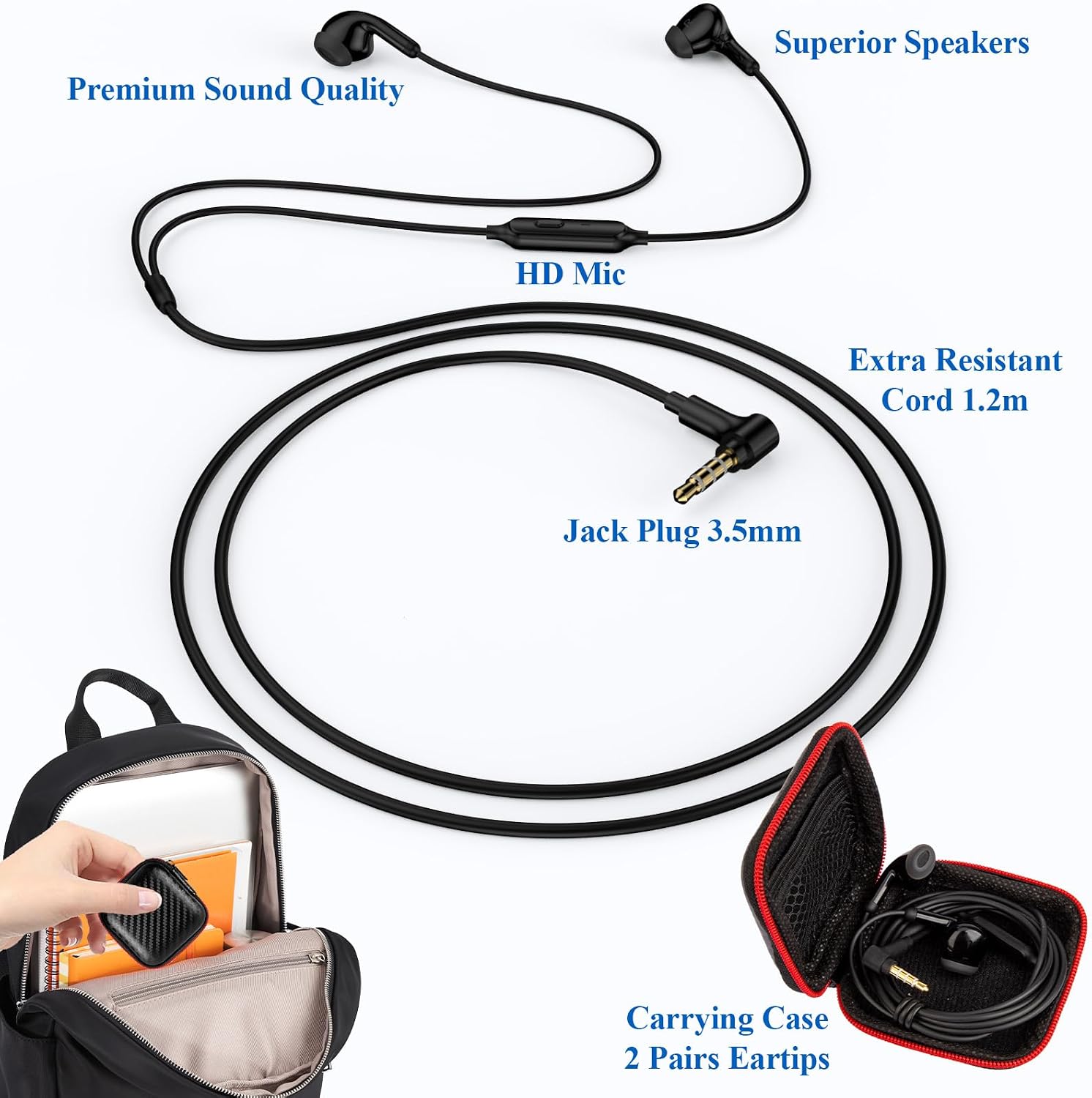 Detalle 2 de ACANDYA 3.5mm Wired Earbuds Noise Cancelling