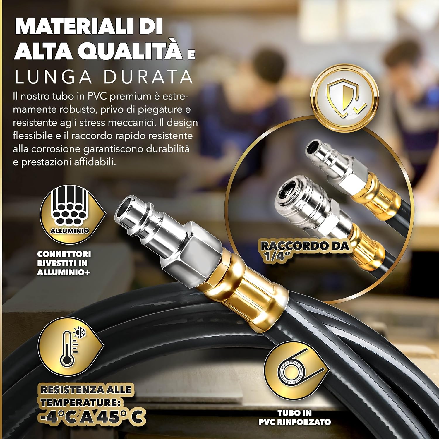 Thumbnail 3 de TRESKO Avvolgitubo Aria Compressa 30 m con Tubo – Avvolgitubo Pneumatico 1/4", Riavvolgitore Automatico, Blu