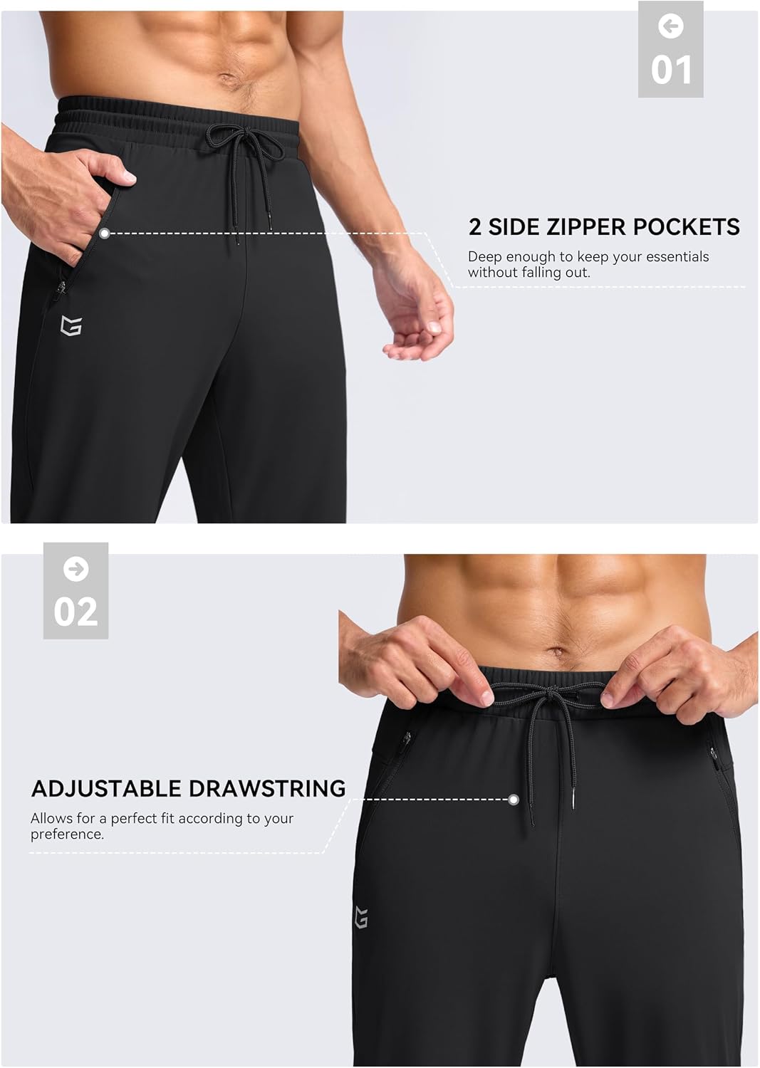 Detalle 1 de G Gradual Men's Tall Sweatpants, 4 Inseams, Zipper Pockets