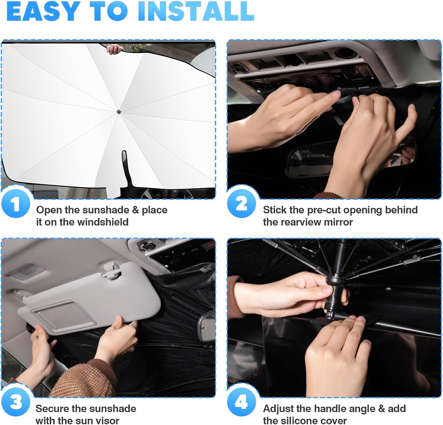 Detalle 2 de KUST Windshield Sun Shade Umbrella for VW Atlas