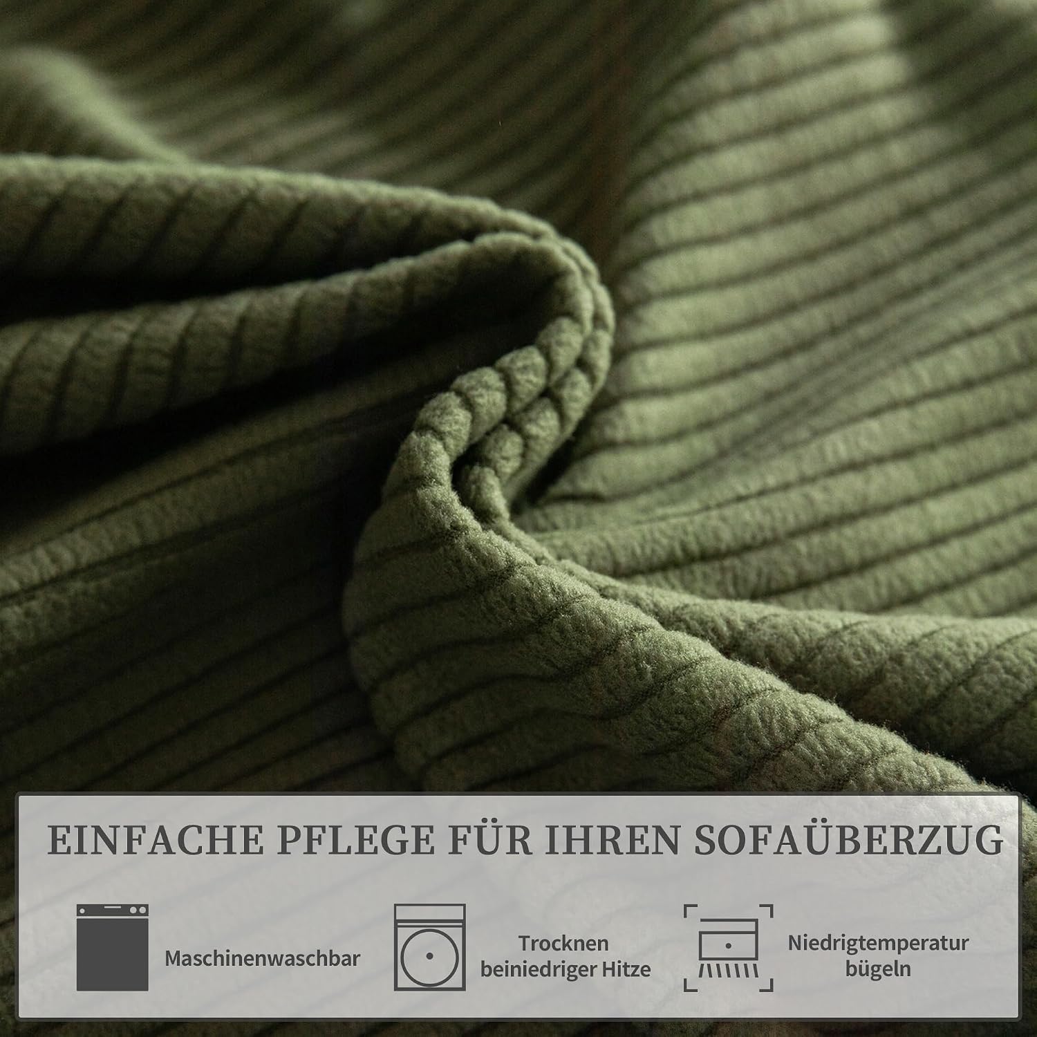 Detalle 2 de OHSIO Stretch Sofa Sitzkissenbezug (Grün) – rutschfester, waschbarer Bezug für Sofa & mehr