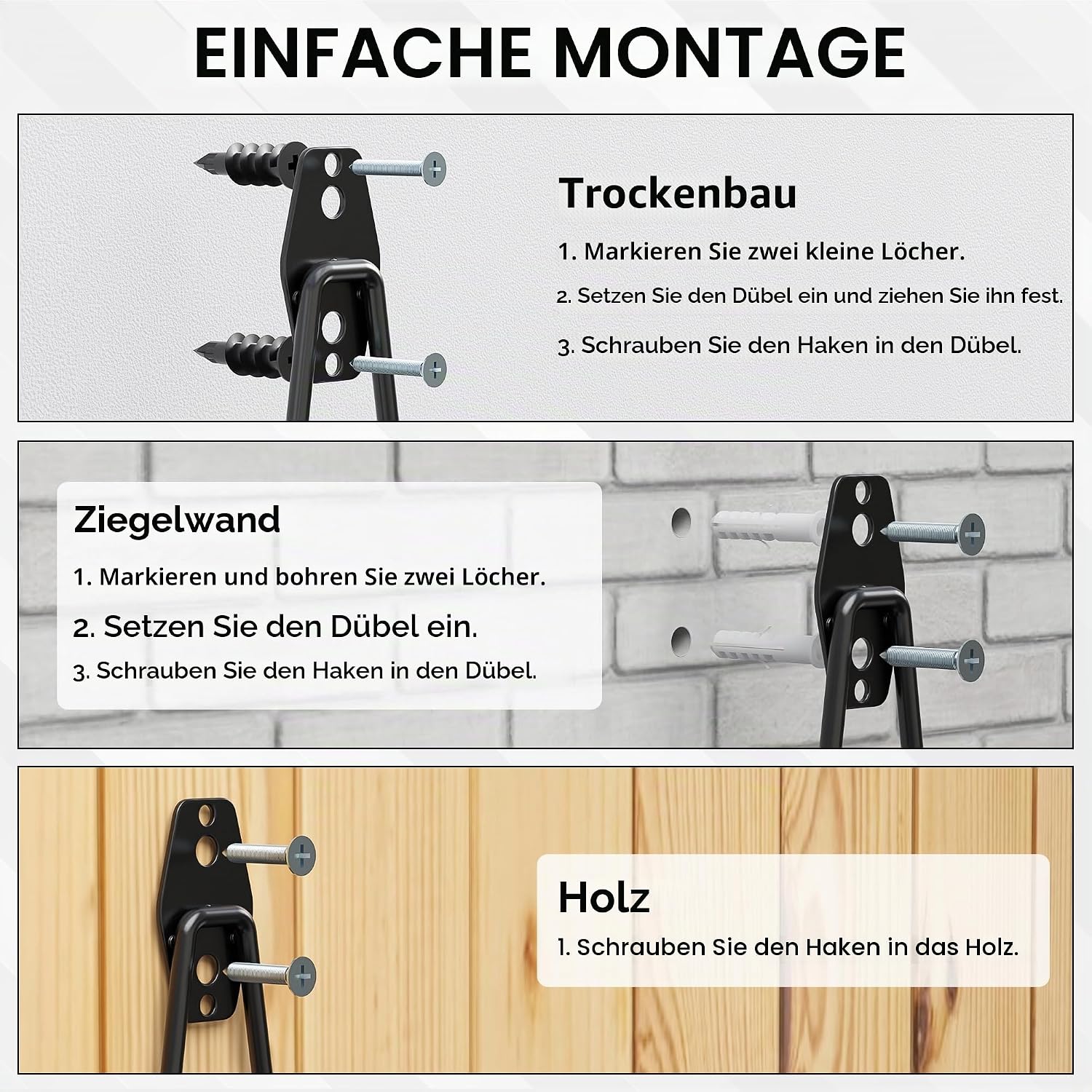 Thumbnail 5 de BONTEC Wandhaken Set 18 Stück für Garage