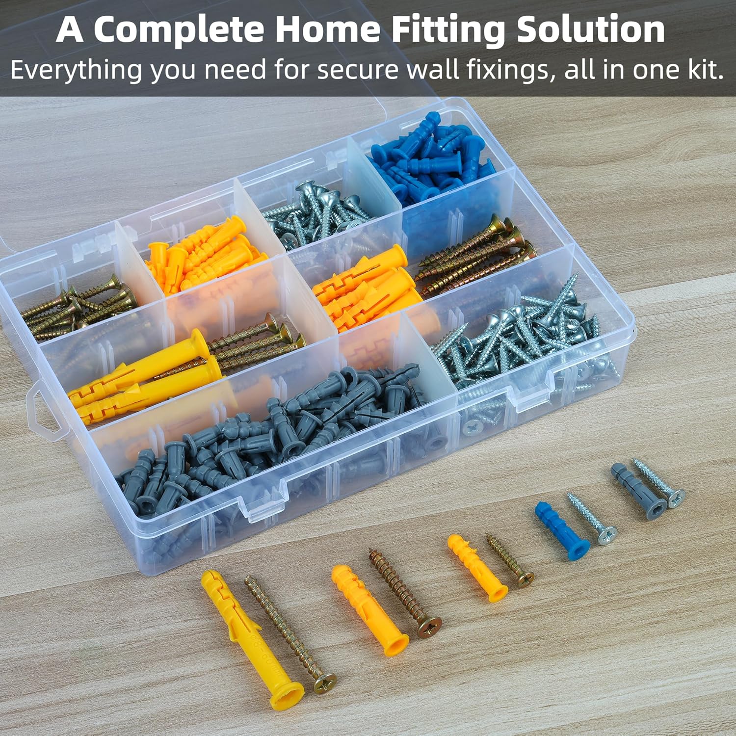 Detalle 2 de 270-Piece Assorted Wall Plugs Kit for Home Improvement and Decor