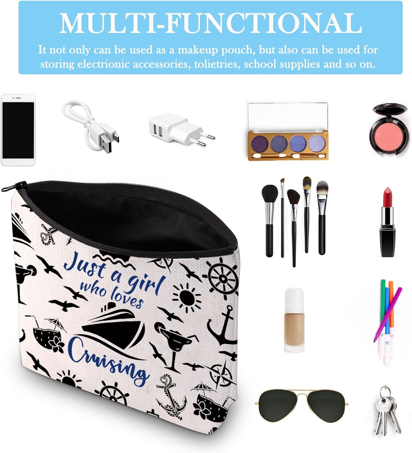 Thumbnail 2 de Cruise Trip Vacation Gift Makeup Bag for Cruising Lovers