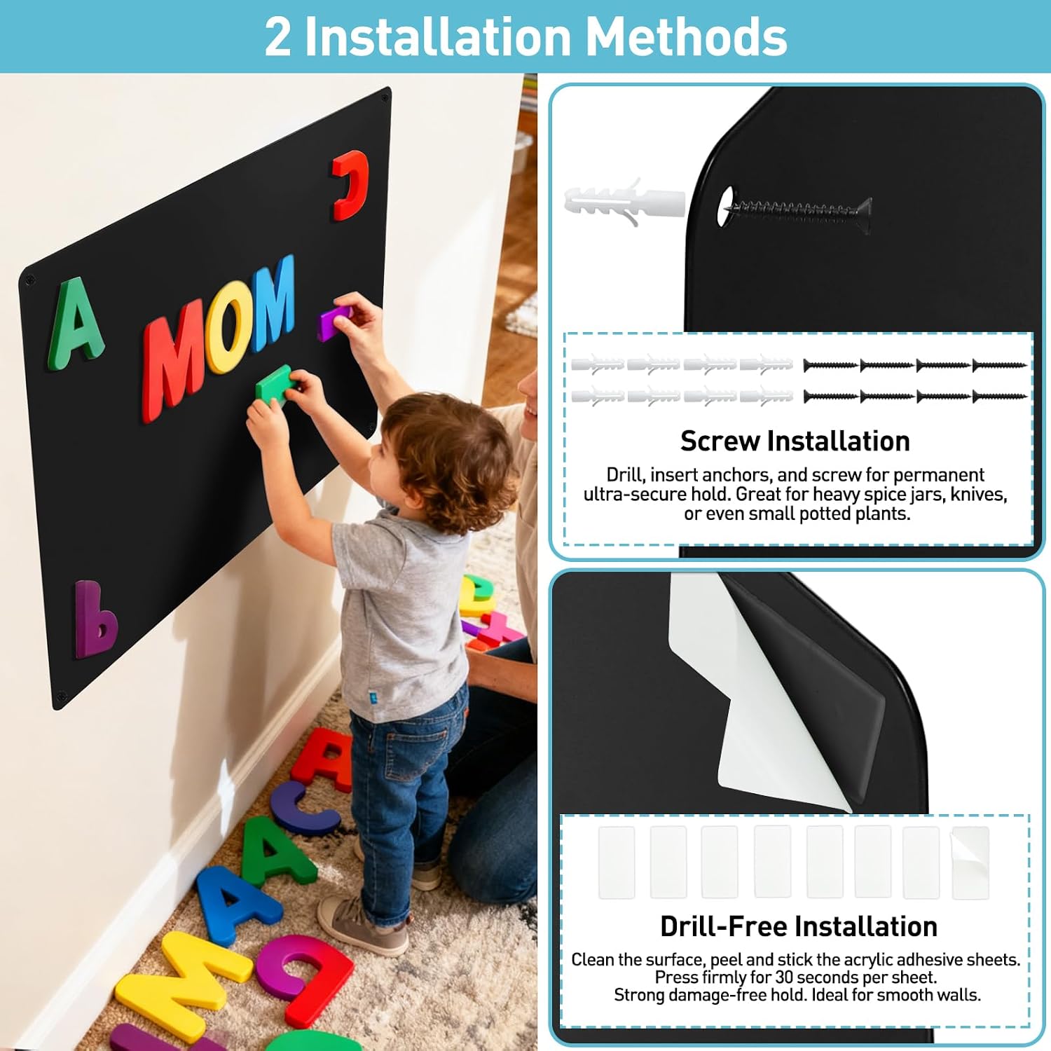 Detalle de MAXECHO JSB-Black-13.5×17.5 Magnetic Bulletin Boards, 2-Pack, Black Steel