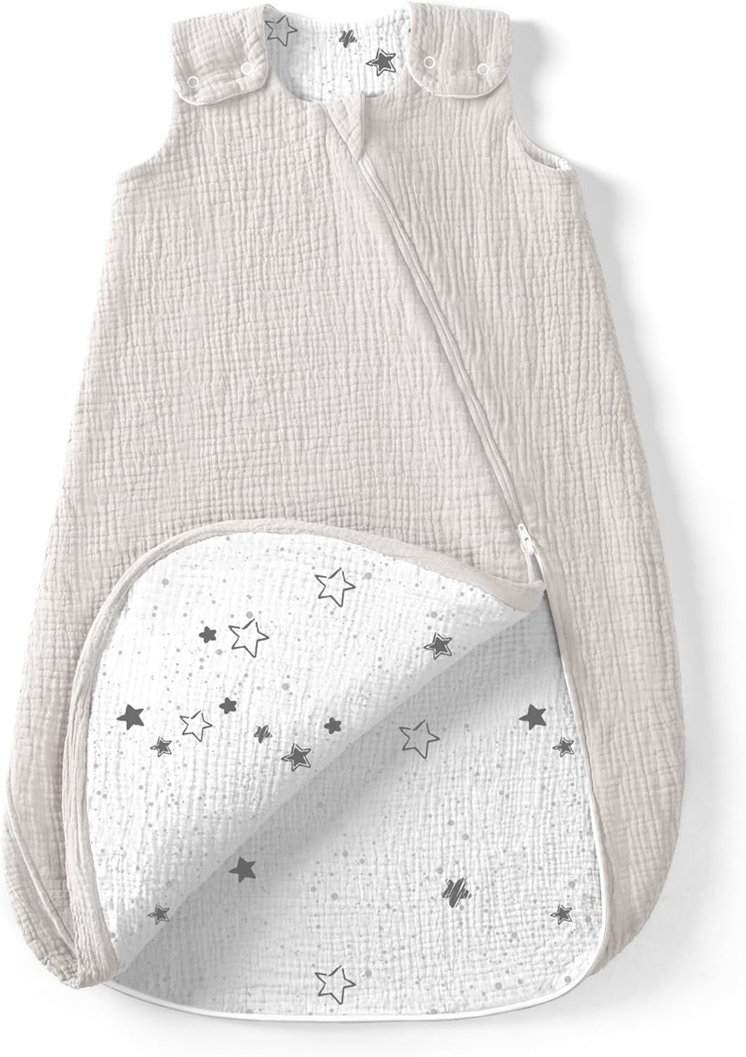 Detalle de lulumoon Baby Schlafsack aus Musselin – Ganzjährig, 80–90 cm, 15–24 Monate