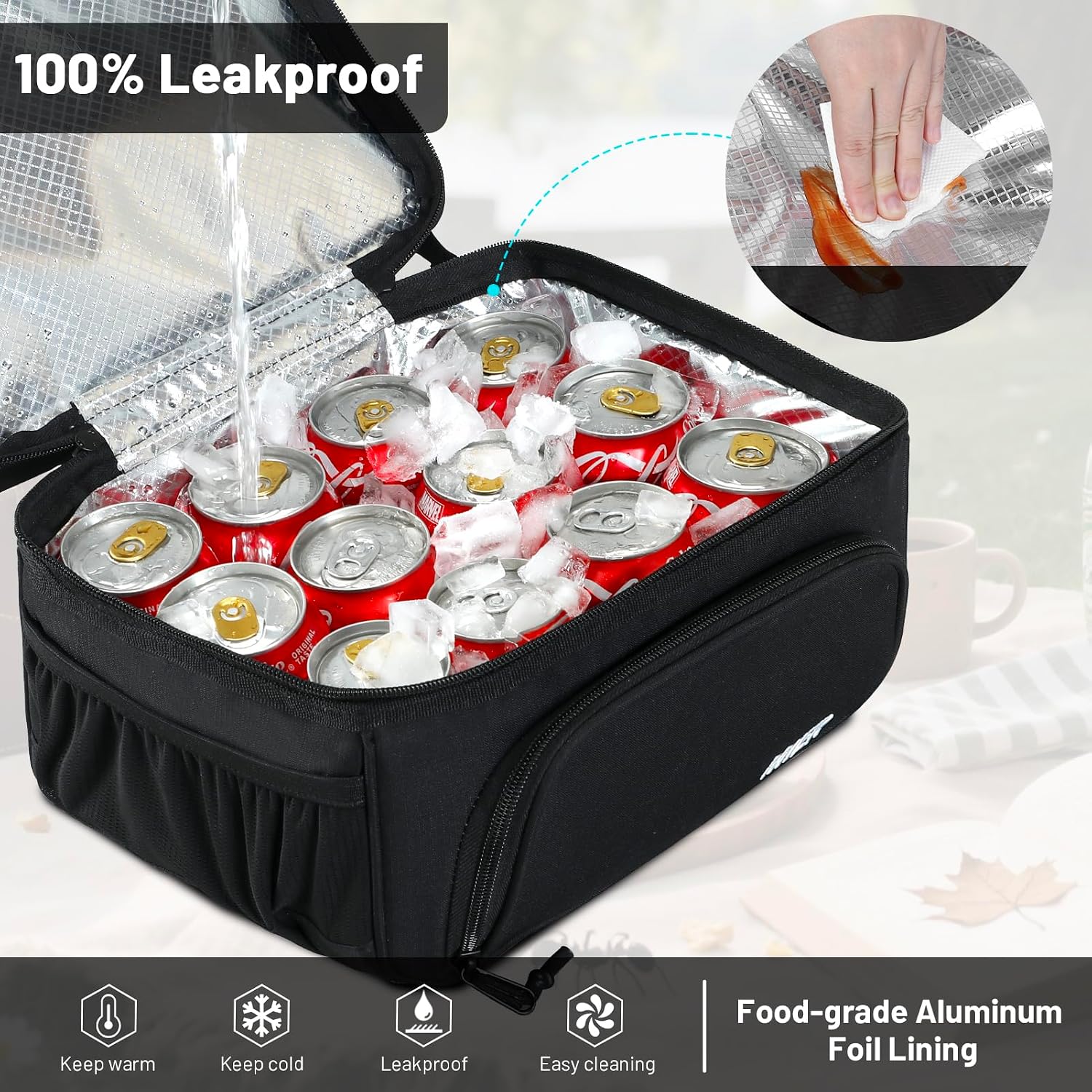 Thumbnail 4 de MIER Dual Compartment Insulated Lunch Bag Tote with Shoulder Strap