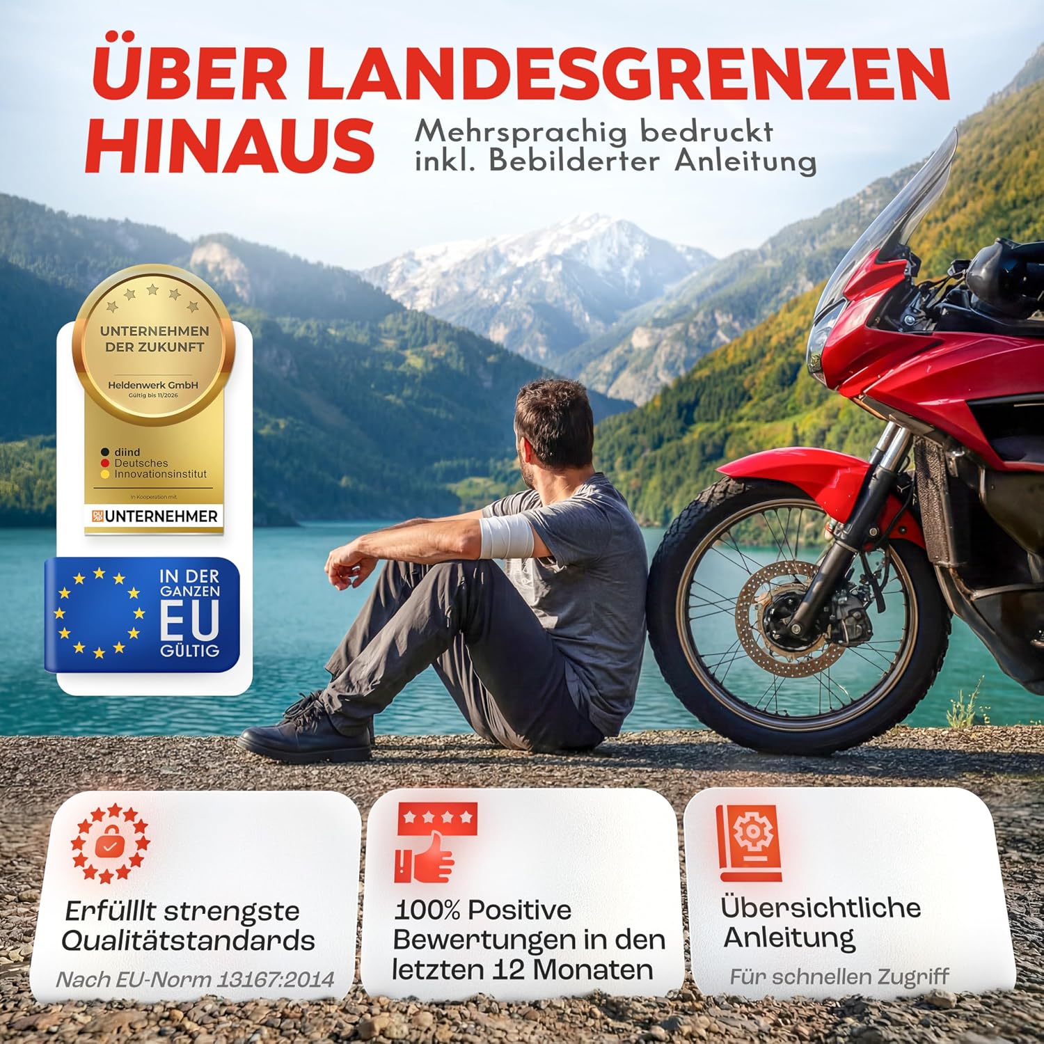 Thumbnail 6 de Heldenwerk Erste Hilfe Set Motorrad nach aktueller Norm 2026 inkl. Beatmungstuch – Mini Verbandskasten DIN 13167 (StVZO konform)