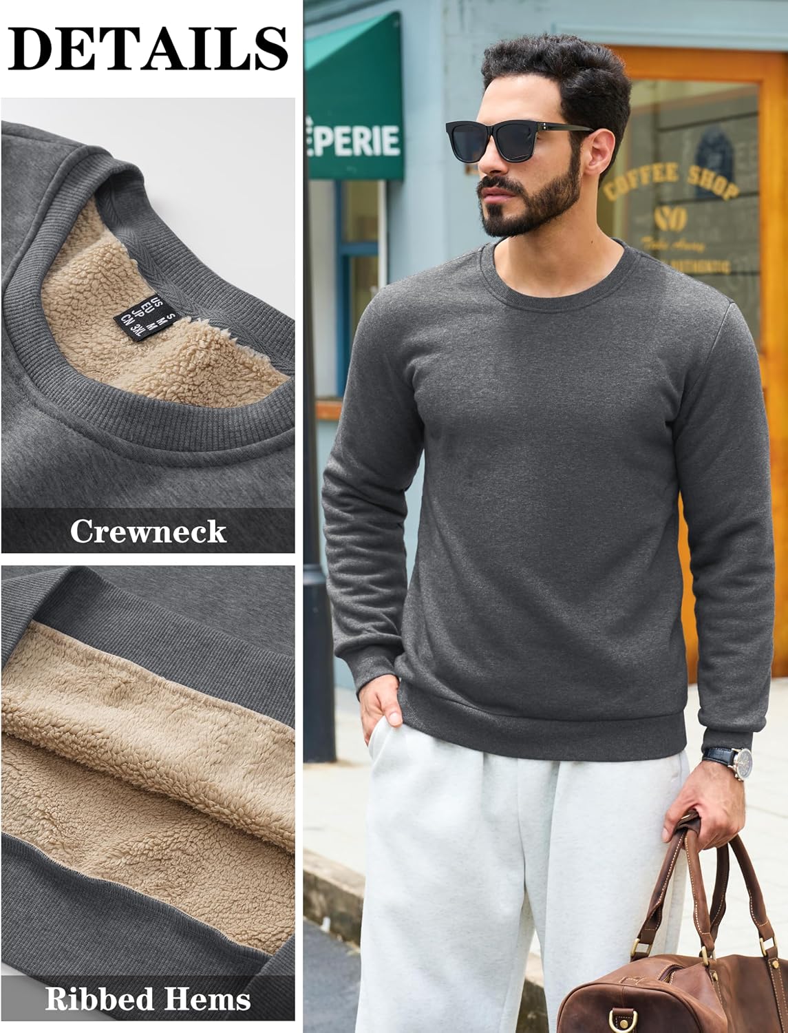 Thumbnail 4 de TACVASEN Sherpa Lined Cotton Sweatshirt