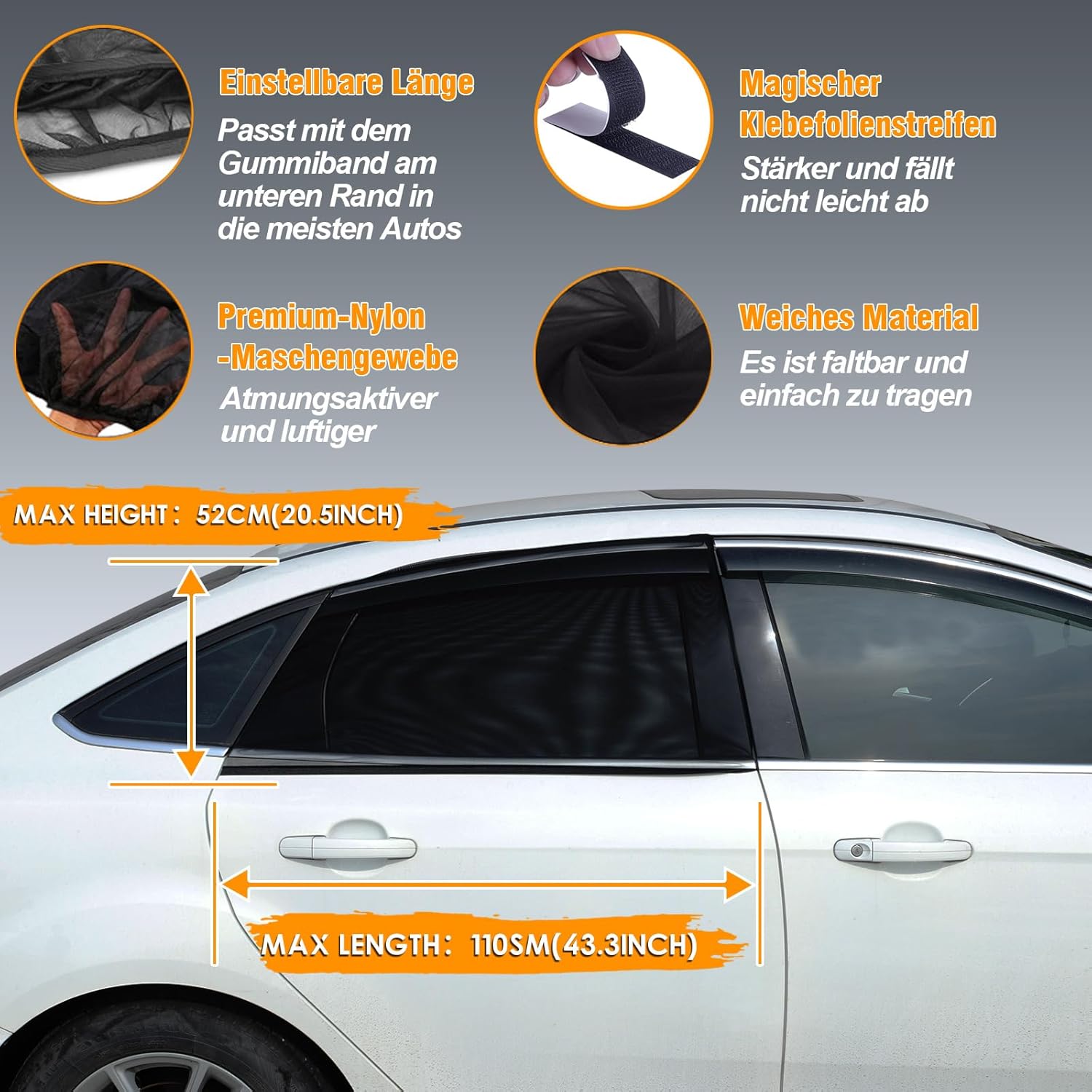 Thumbnail 1 de Rajvia Auto-Sonnenschutz (Universal) für Seitenfenster, UV- und Insektenschutz – Größe L