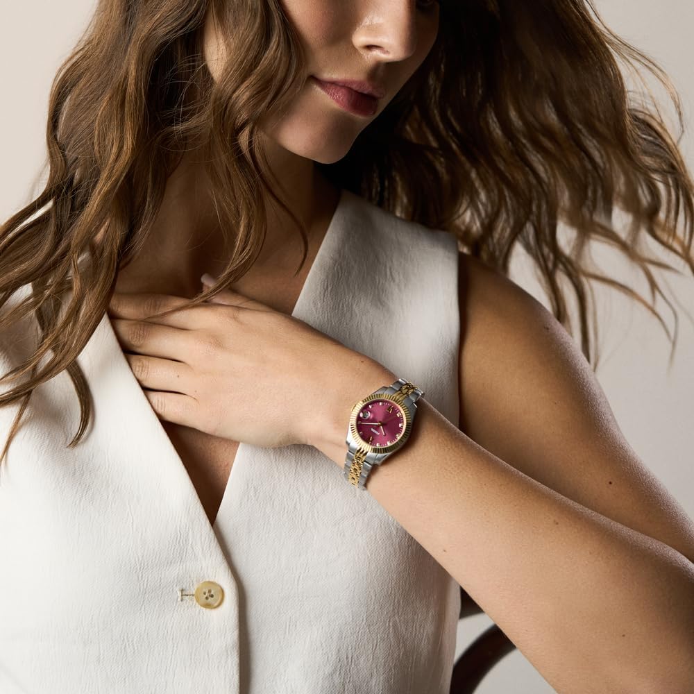 Detalle 2 de Fossil Scarlette Uhr für Damen – 32 mm, Quarz-Dreizeiger mit Datum, Edelstahlarmband