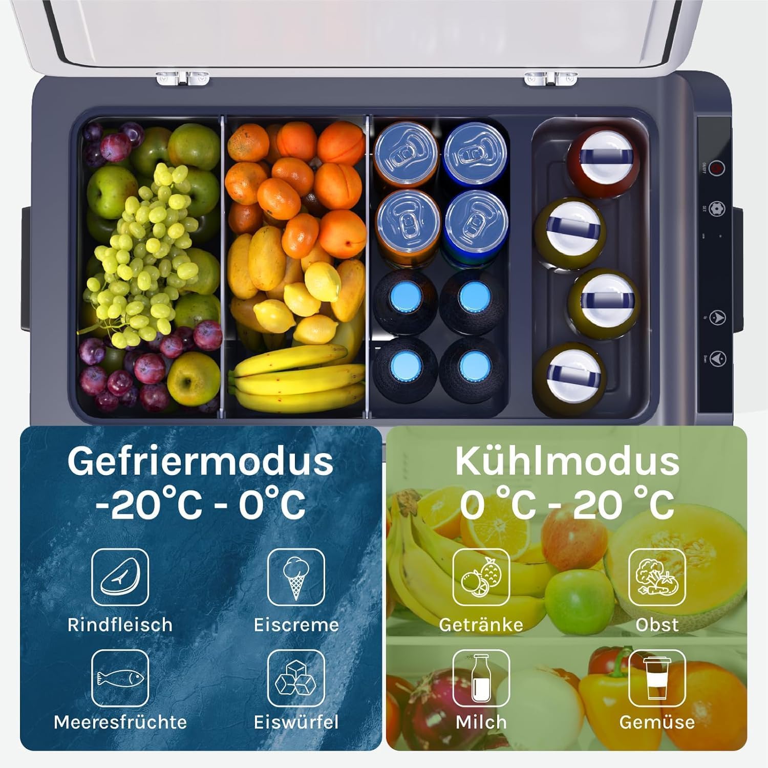 Detalle de WOLTU 30L Kompressor Kühlbox Elektrisch 12V/230V – Dual Zone, Gefrierbox für LKW, Strand & Picknick