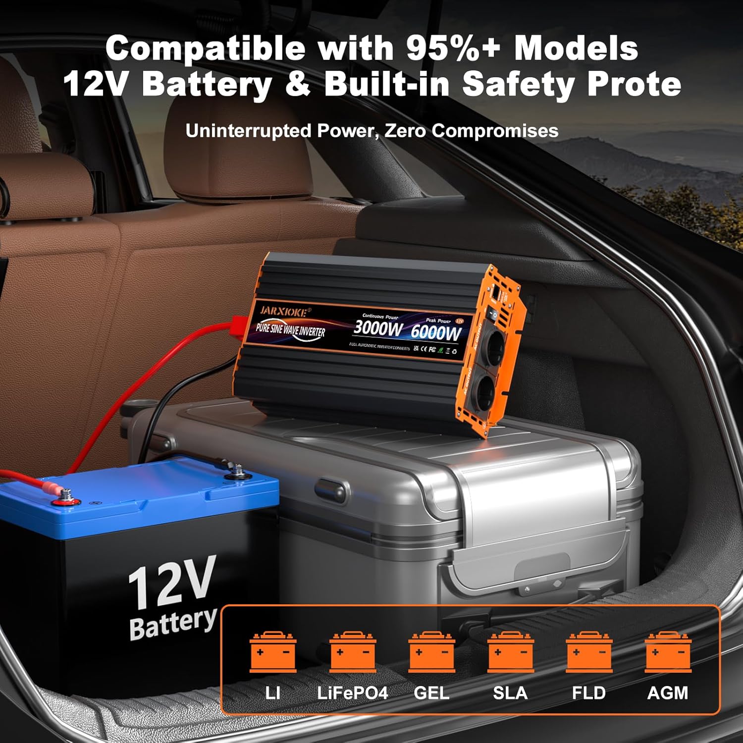 Thumbnail 5 de 3000W Reiner Sinus Wechselrichter 12V auf 230V mit LCD-Fernbedienung und 2× EU-Steckdose