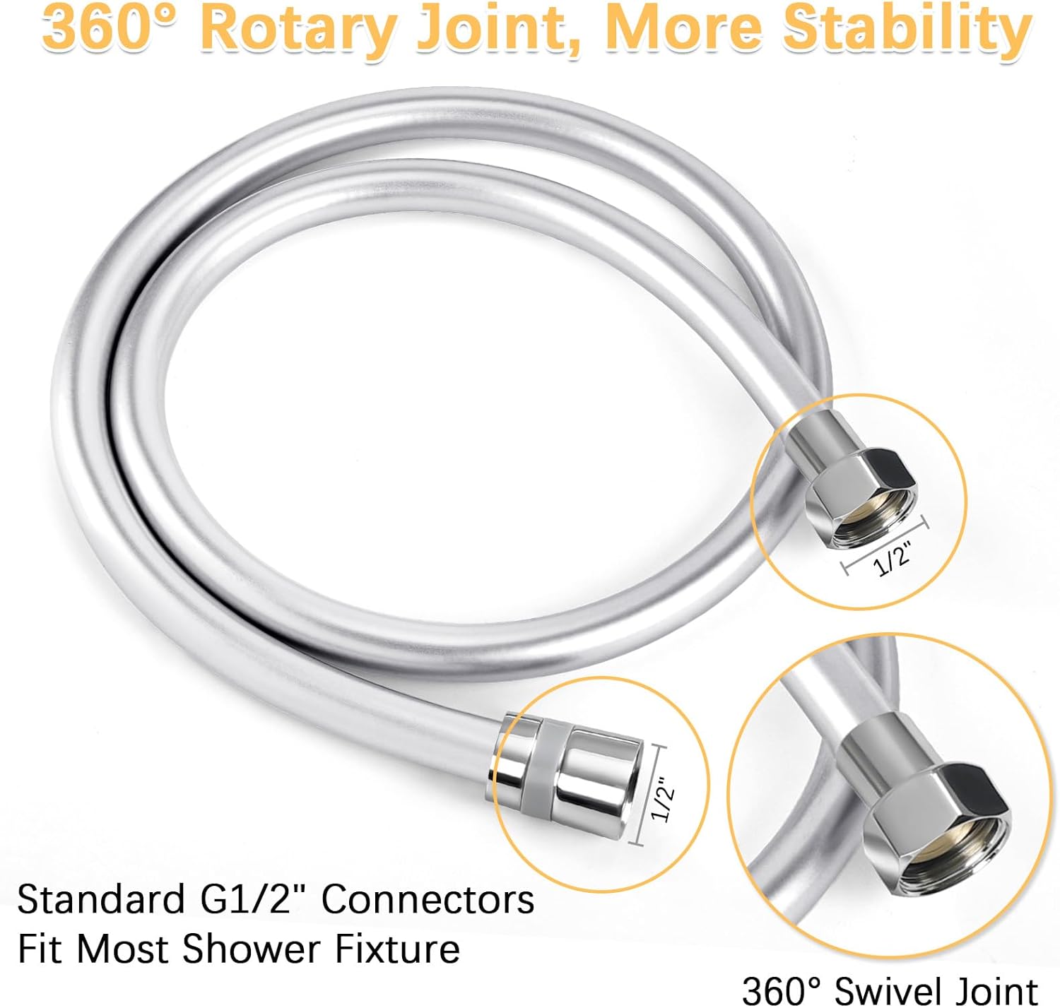 Detalle de LEEFE 1m PVC Smooth Shower Hose with Brass Connections – Anti-Kink, Flexible and Easy to Install
