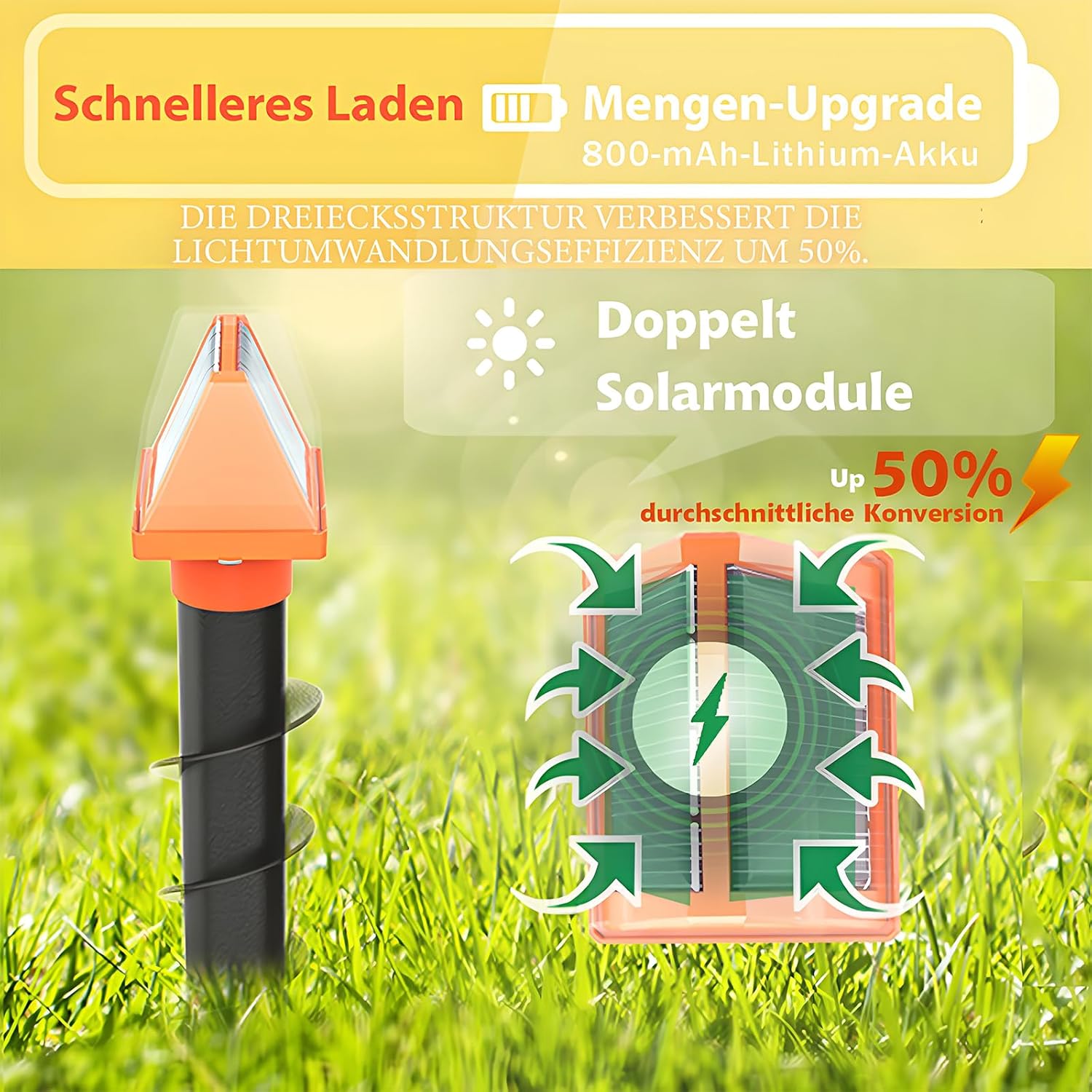 Thumbnail 3 de Jiraewh Maulwurf Vertreiber 2er-Set Dual-Solar – Wühlmausschreck gegen Maulwurf & Wühlmaus, IP54