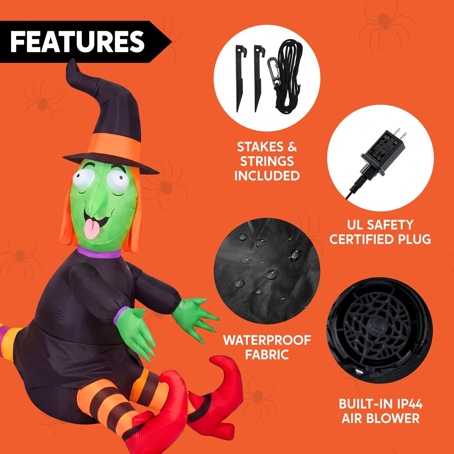 Detalle de Joiedomi 4 FT Halloween Inflatable Witch with Built-In LED Lights