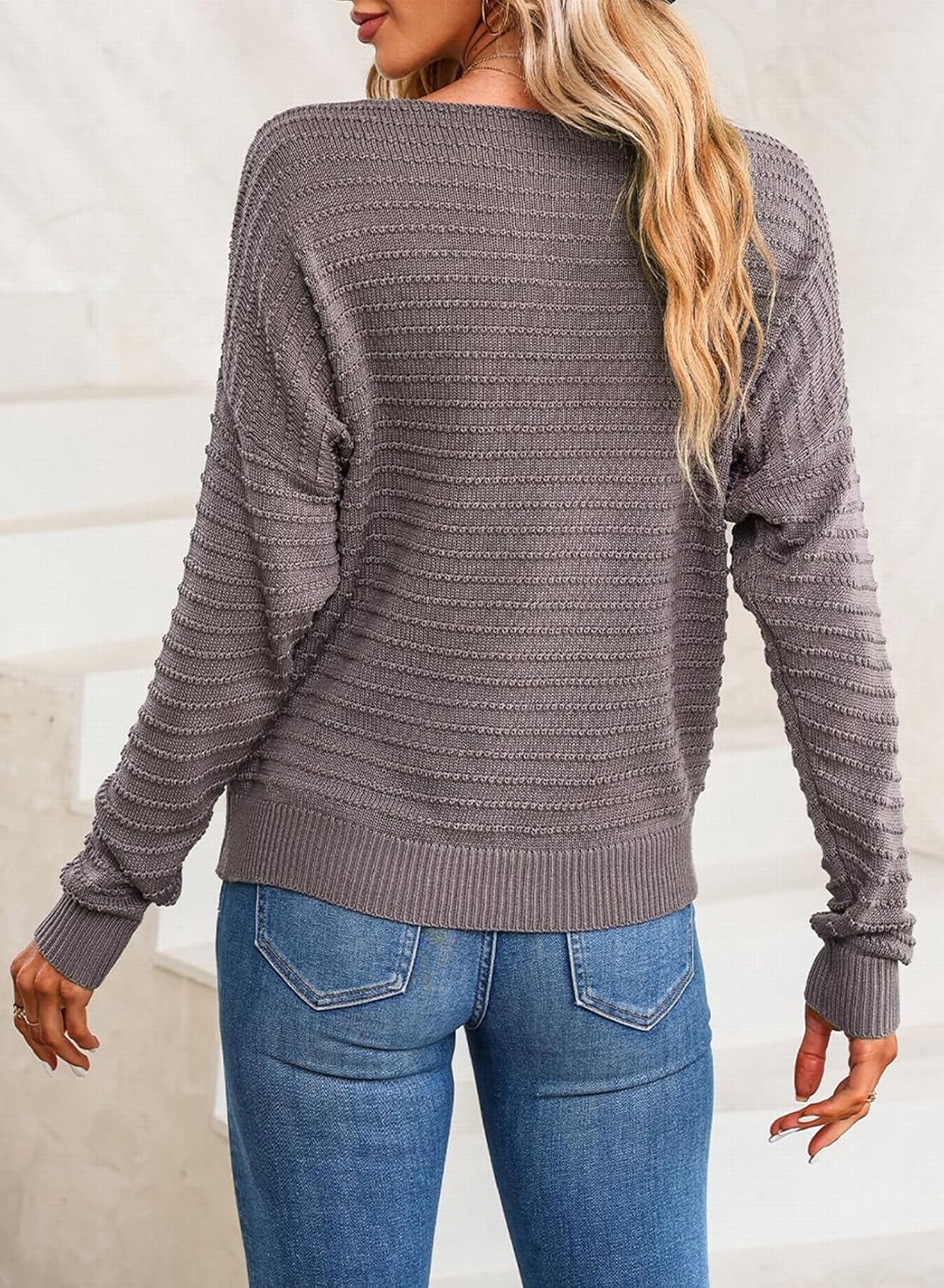 Thumbnail 1 de Dokotoo Damen Pullover mit Rundhalsausschnitt und Strukturstrick – leichter Langarm-Strickpullover für Herbst/Winter