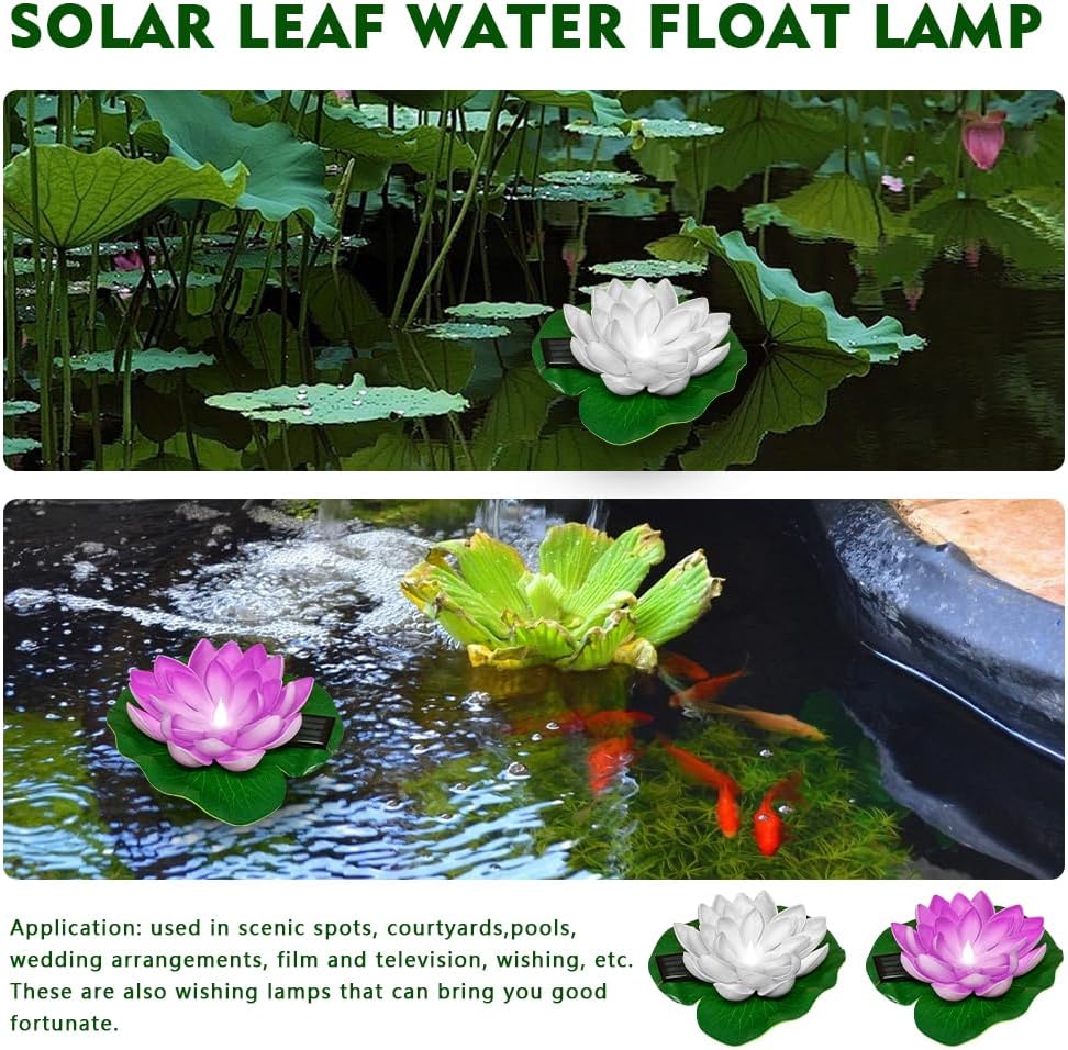 Thumbnail 6 de HuaMuDM Schwimmende Blumen – 2 Stück Solar Lotuslichter für Teich & Garten