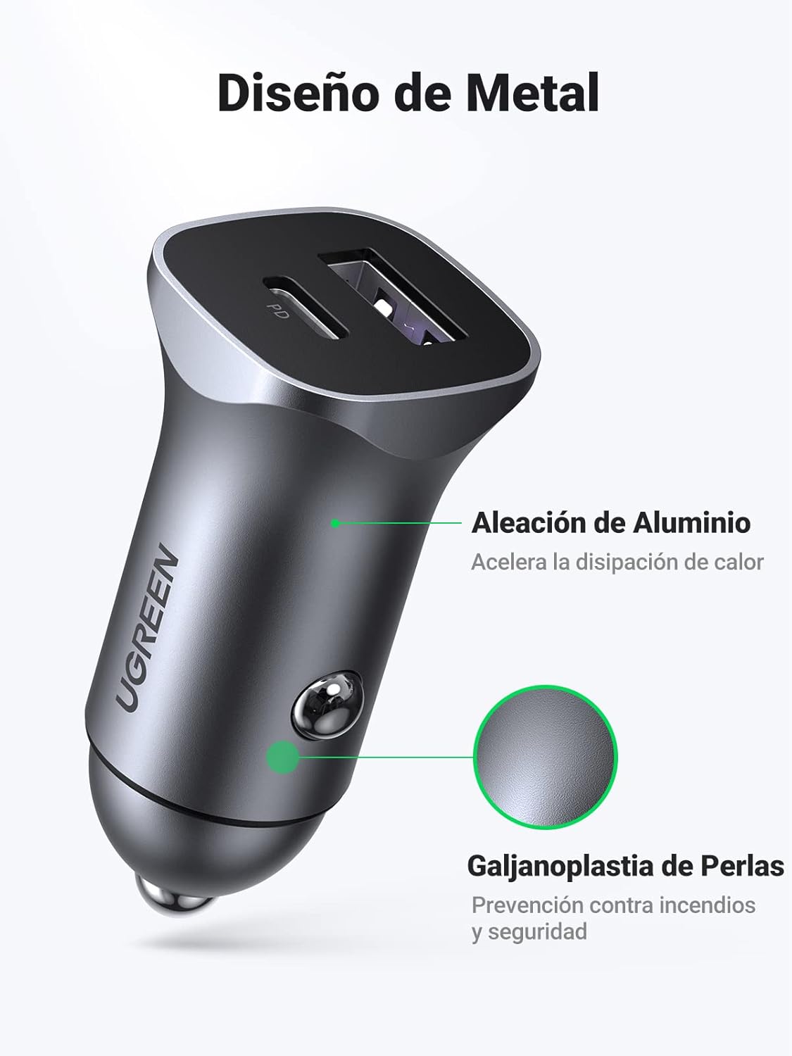 Thumbnail 4 de UGREEN 30W Cargador de Coche USB C/A PD QC
