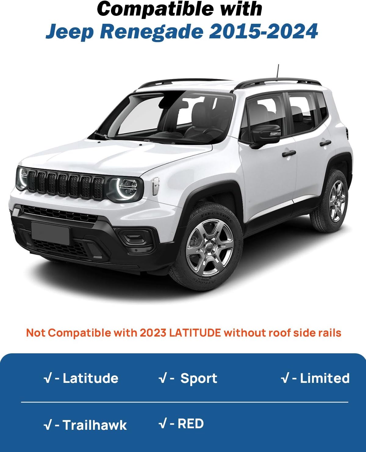 Detalle de JOYTUTUS Lockable Roof Rack Cross Bars for Jeep Renegade (2015–2024)