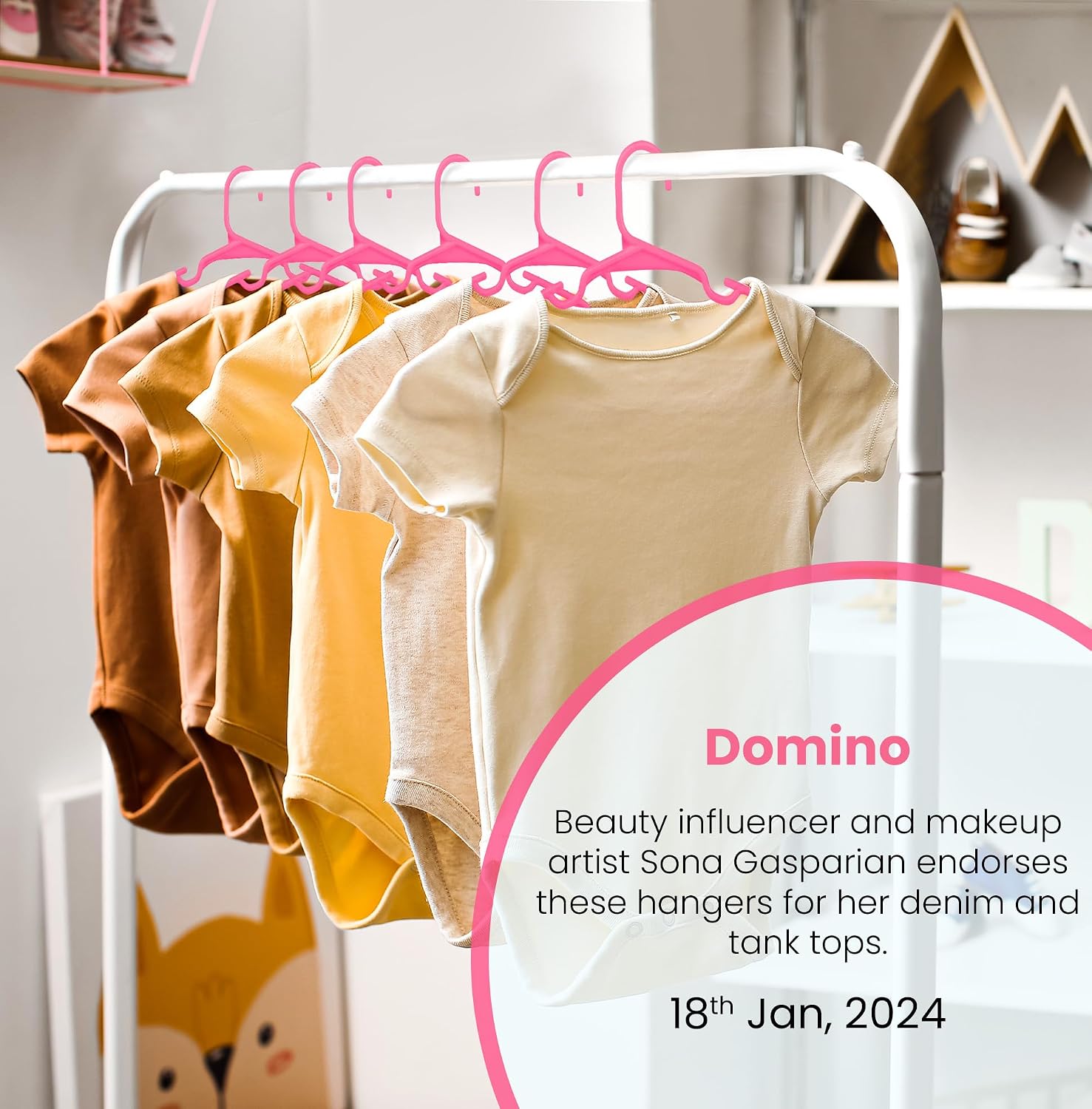 Thumbnail 4 de Utopia Home Appendiabiti bambini e neonati – Pack 40 grucce sottili, rosa