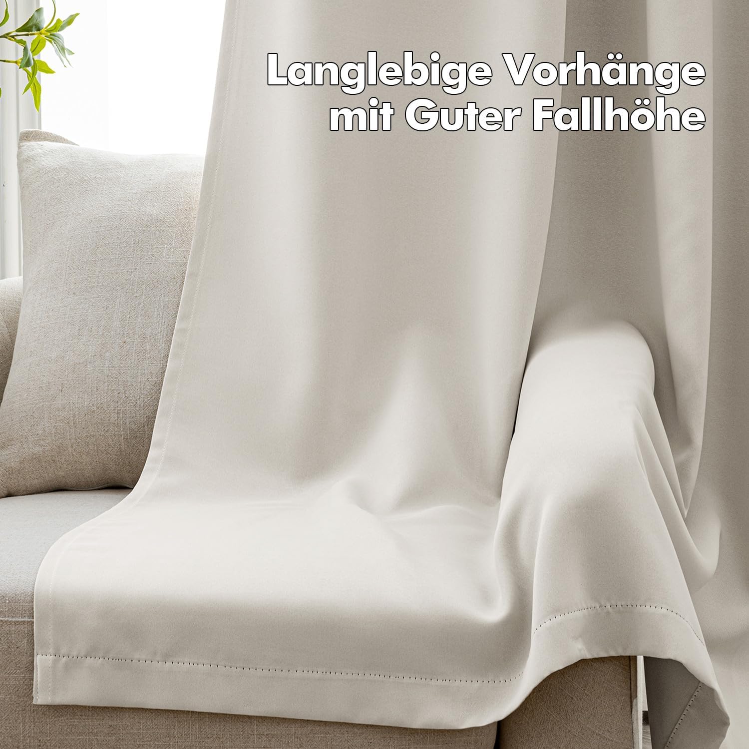 Thumbnail 5 de MIULEE Verdunklungsvorhänge Elfenbeinweiß – 2er Set, 225 cm hoch x 140 cm breit, blickdicht, Thermovorhang