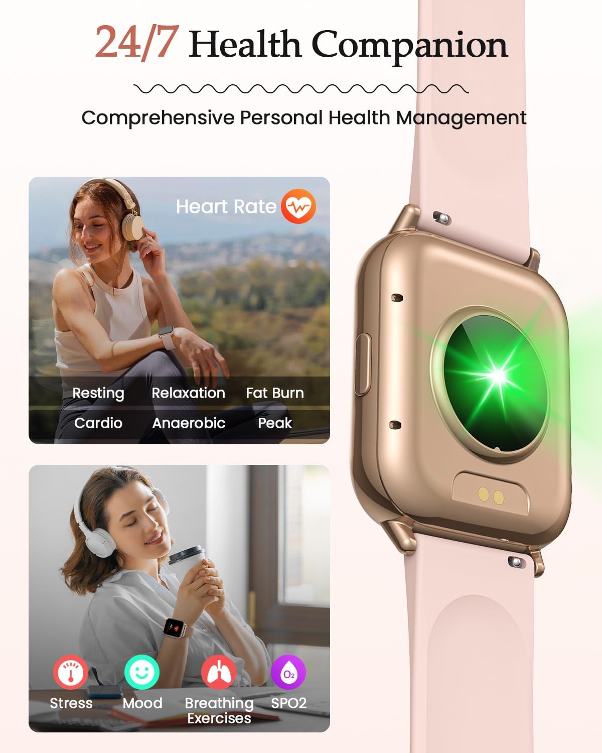 Thumbnail 5 de 2026 Nouveau Montre Connectée Femme — 1,85'' AMOLED, Santé féminine et 113 modes sportifs (Or Rose)