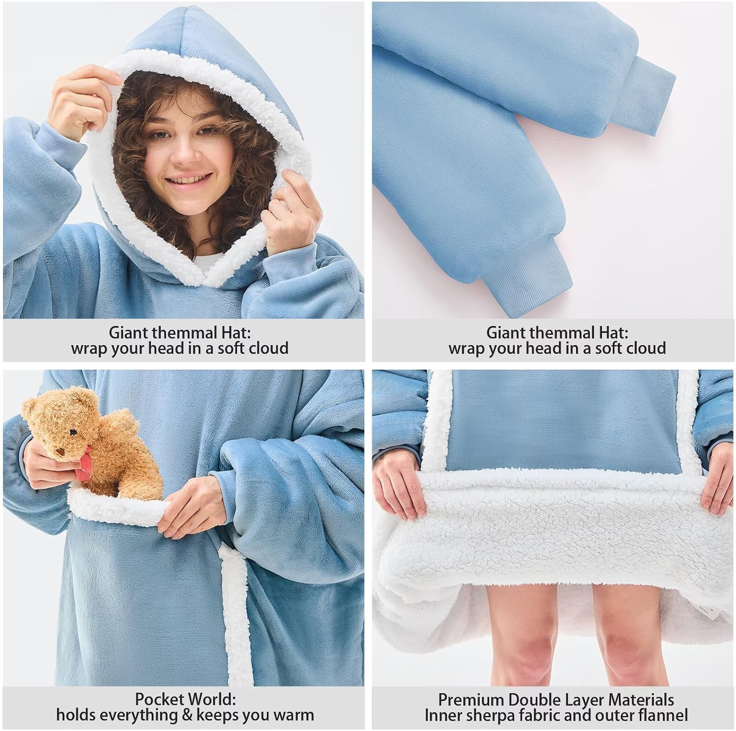 Thumbnail 6 de JOYWOO Wearable Blanket Hoodie Oversized Sherpa Small