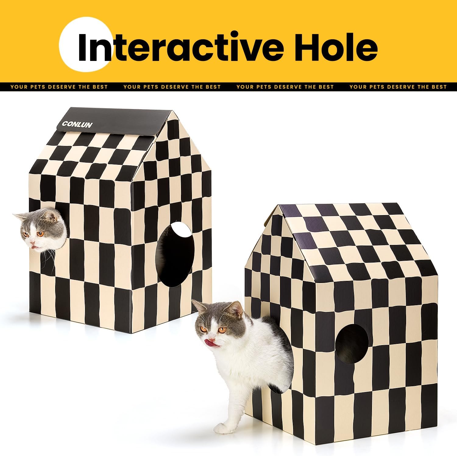 Detalle de Conlun Cardboard Cat House medium with scratcher 🐱