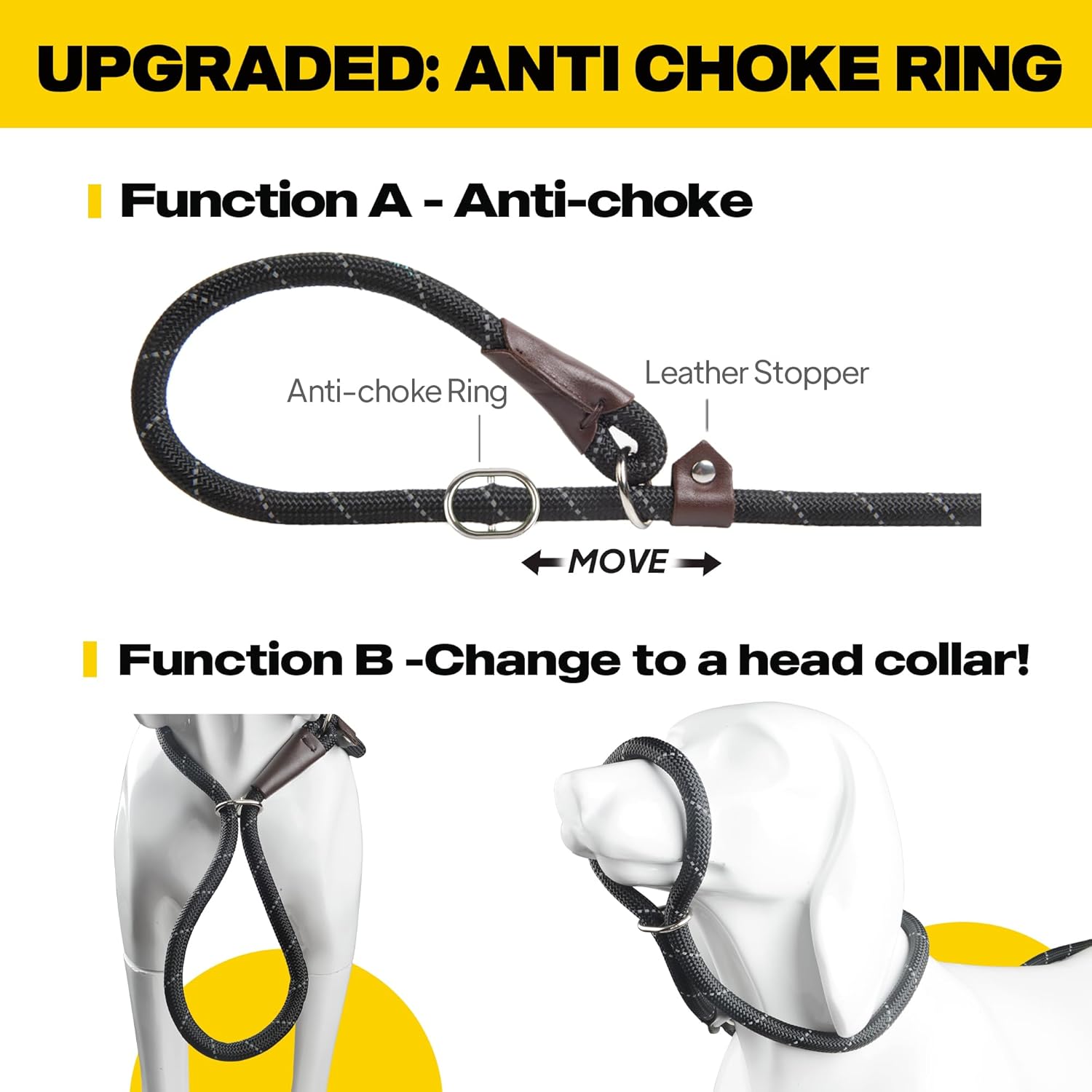Detalle de Fida Retrieverleine für Hunde – 1,8 m Schlupfleine aus robustem Nylon, reflektierend
