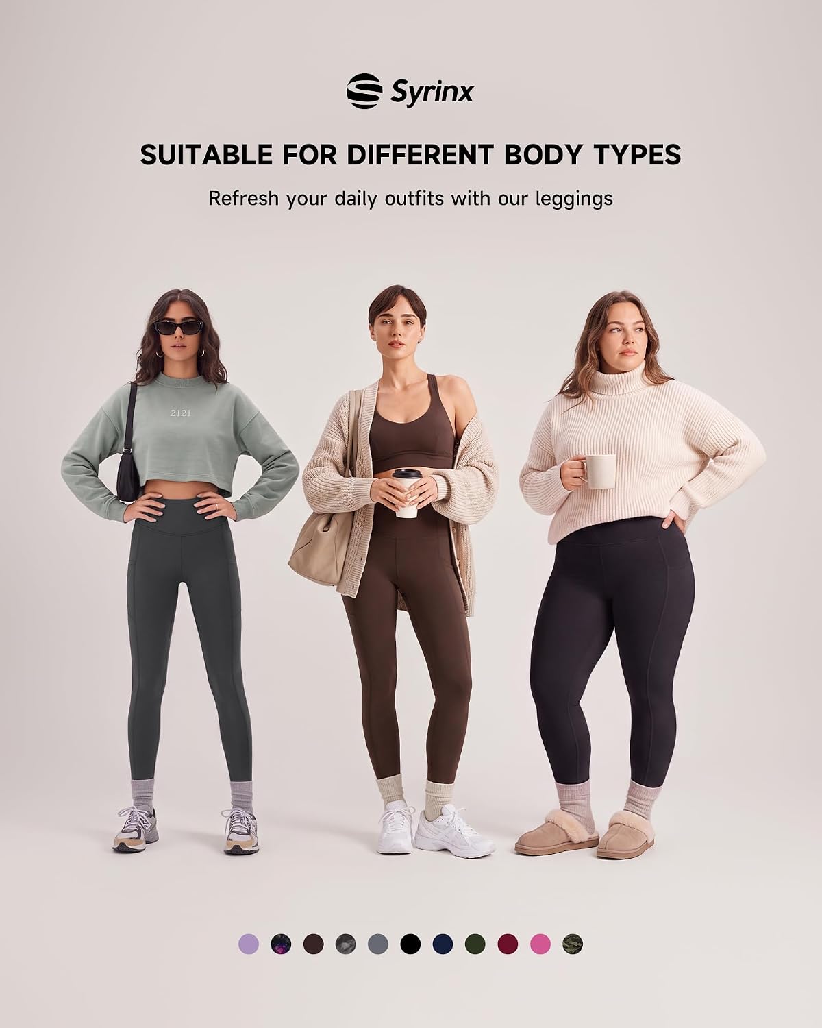 Detalle de 3-Pack High-Waist Leggings with Pockets