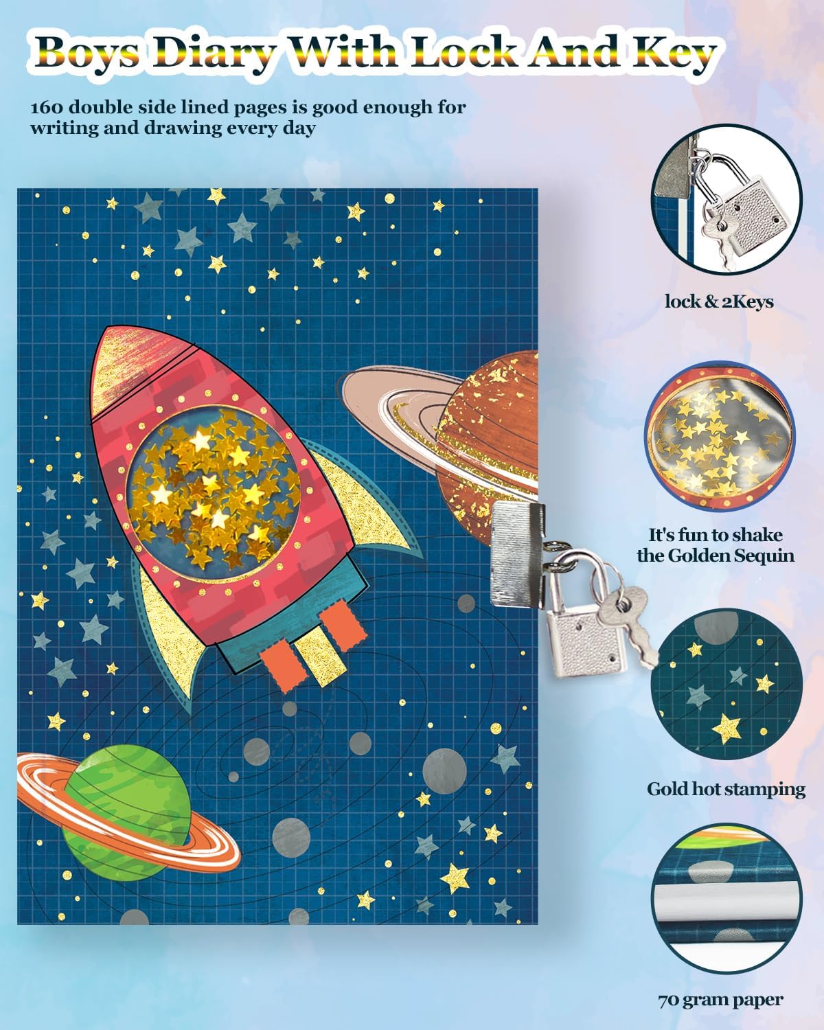 Thumbnail 2 de Diario segreto paillettes shakable 80 fogli 17,8×13,5 cm 📓