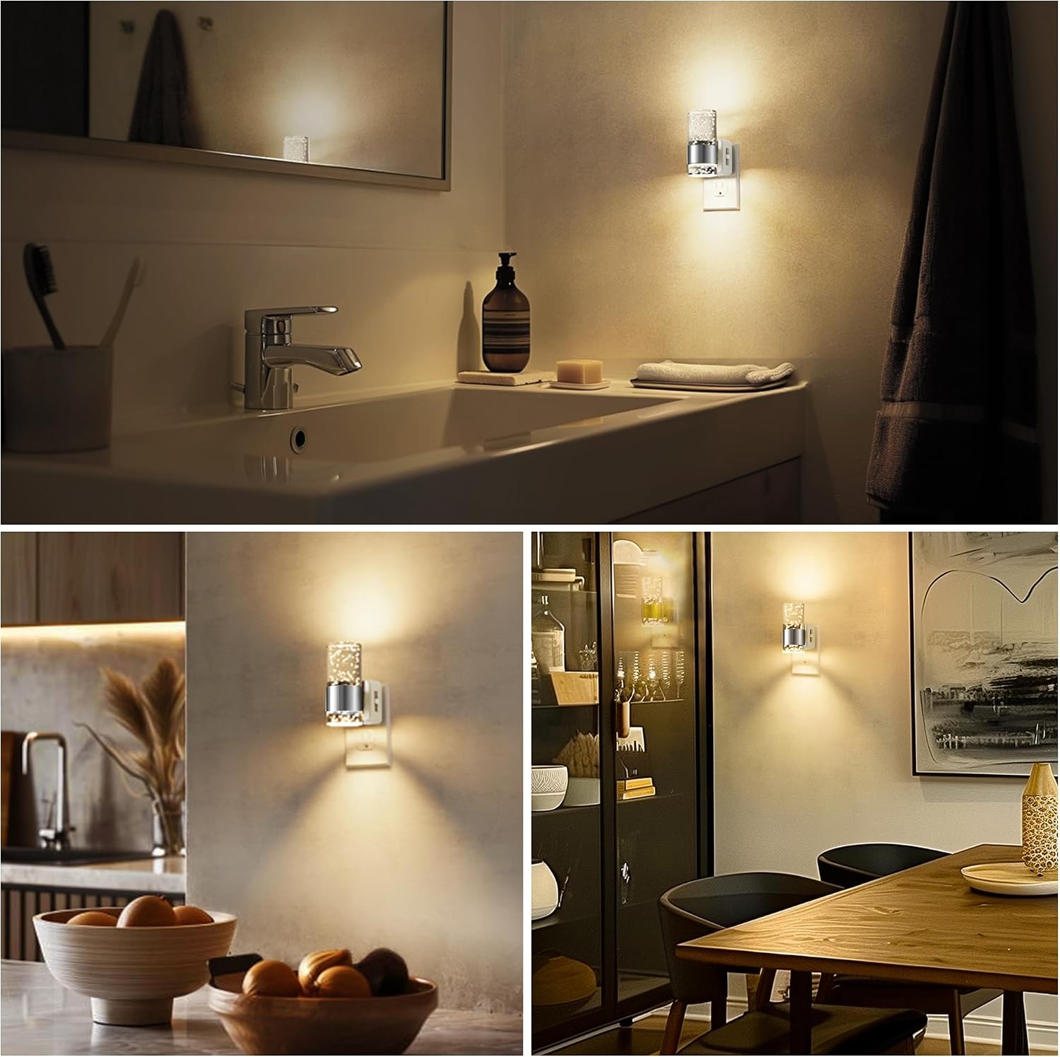 Detalle 1 de L LOHAS LED GY197 Dimmable Plug-In Night Lights, 2-Pack, 3000K, Dusk-to-Dawn Sensor