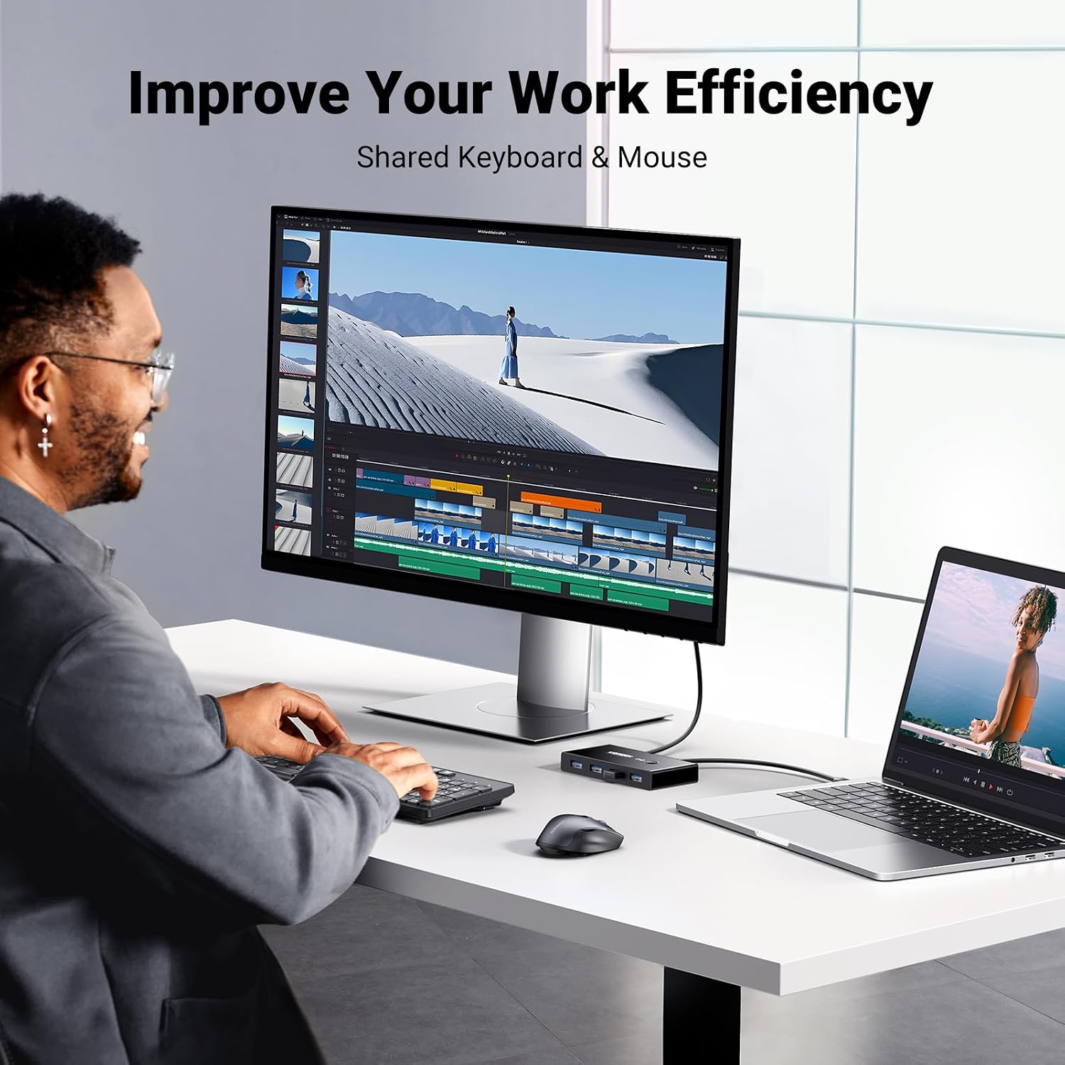 Detalle 2 de UGREEN USB 3.0 Switch 4-Port 5Gbps