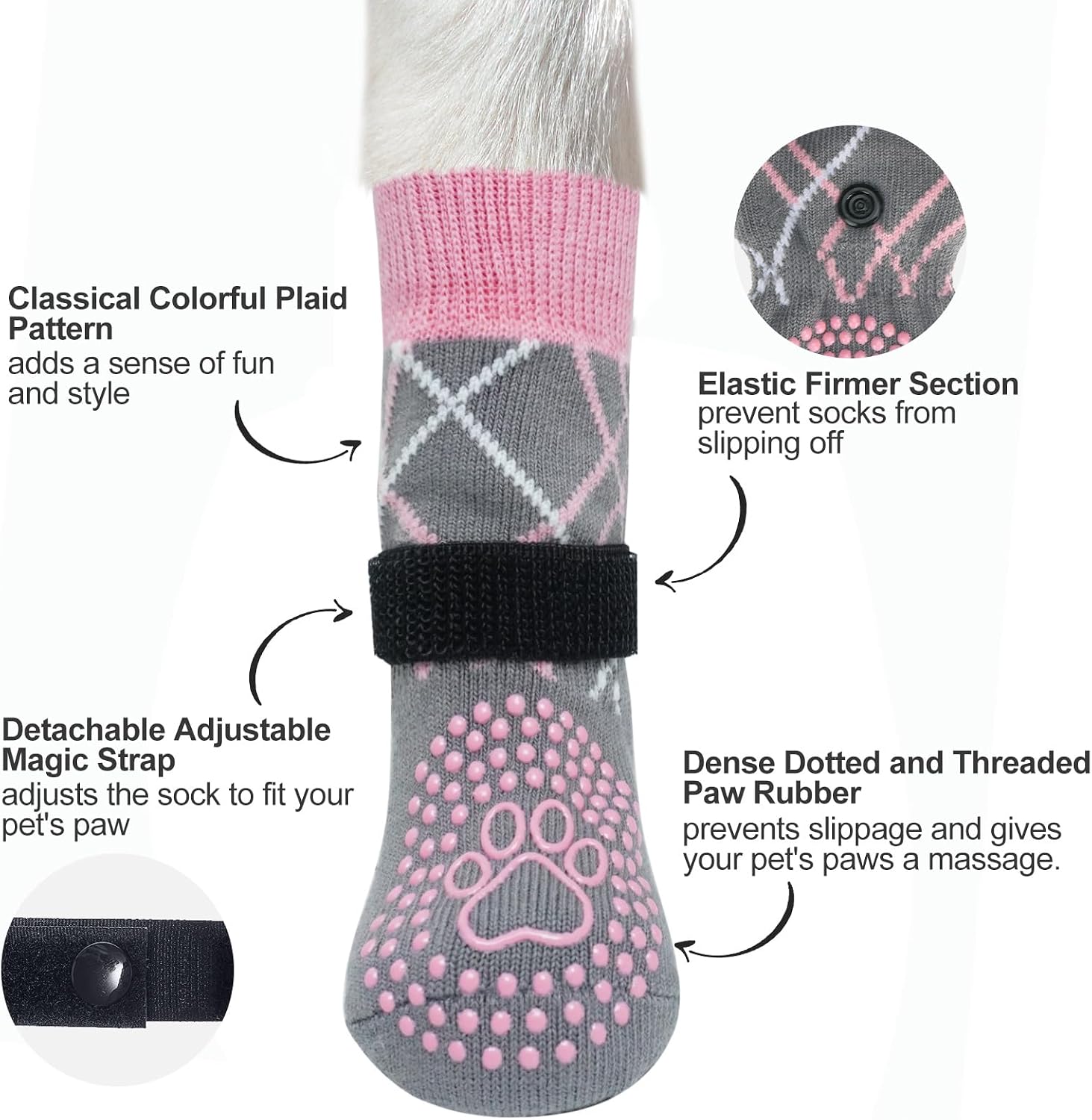 Detalle 2 de BEAUTYZOO Hundesocken 75 % Baumwolle S/M