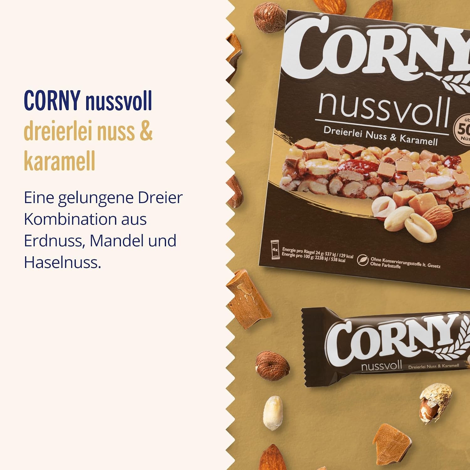 Detalle 2 de Corny Nussvoll Nussriegel 40×24 g 🍫