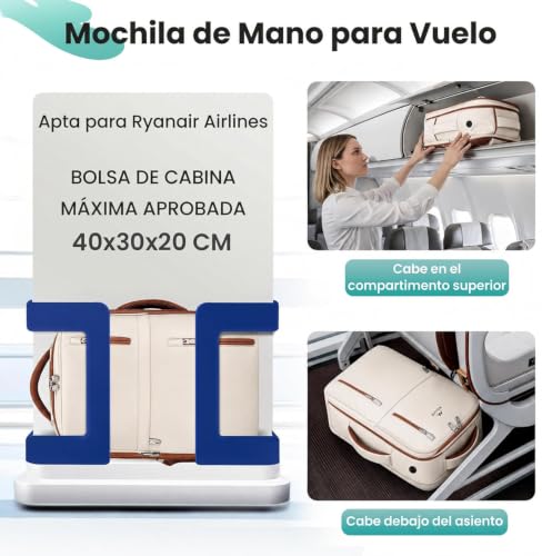 Detalle de MATEIN Mochila de cabina 40x30x20 cm para Ryanair – 24 L con bolsa impermeable