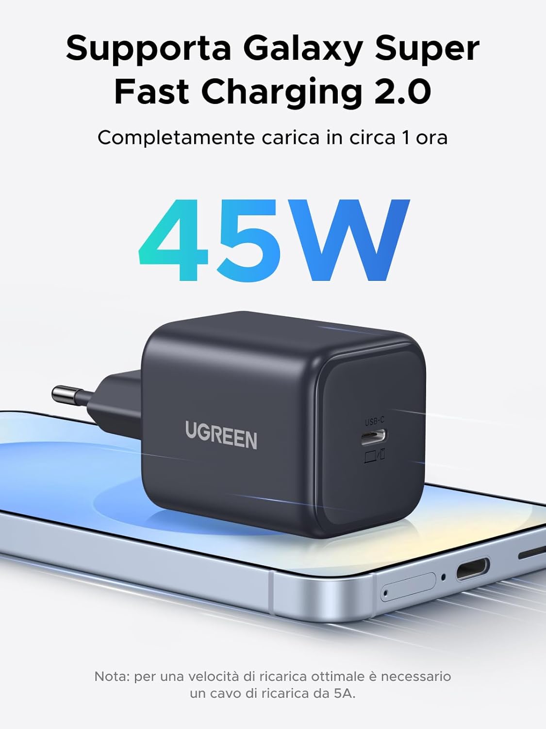 Thumbnail 1 de UGREEN Zapix Caricatore USB-C 45W GaN con Super Fast Charging 2.0, PD 3.0/PPS