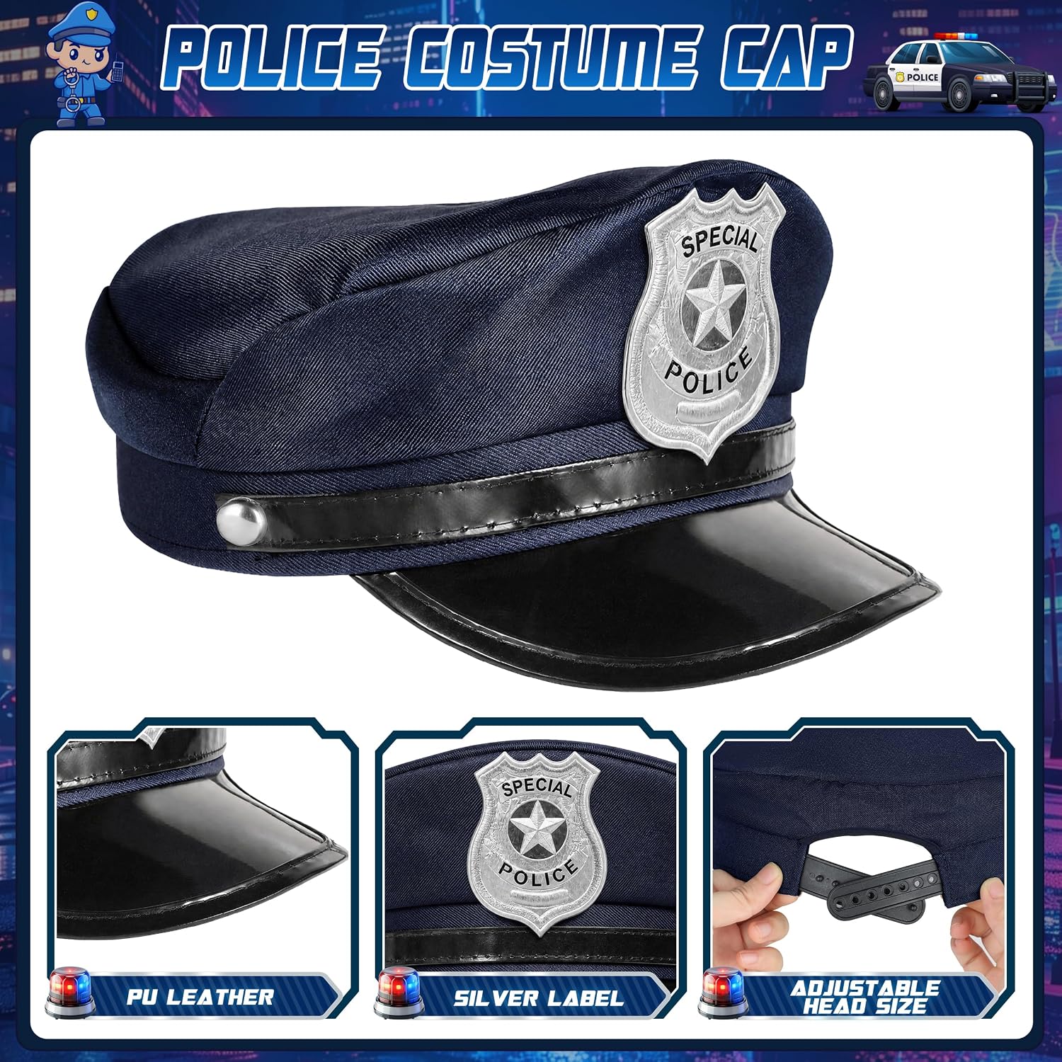 Detalle de Metemot 10-Piece Police Costume Accessory Set with Sound and Light Effects