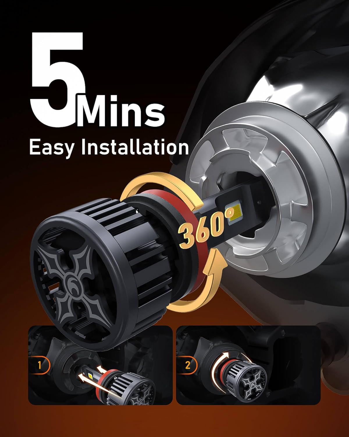 Detalle de HIKARI WINGS 2026 40000LM H4 9003 Dual Beam LED Bulbs — High-Output, Easy Install, CANBUS-Ready