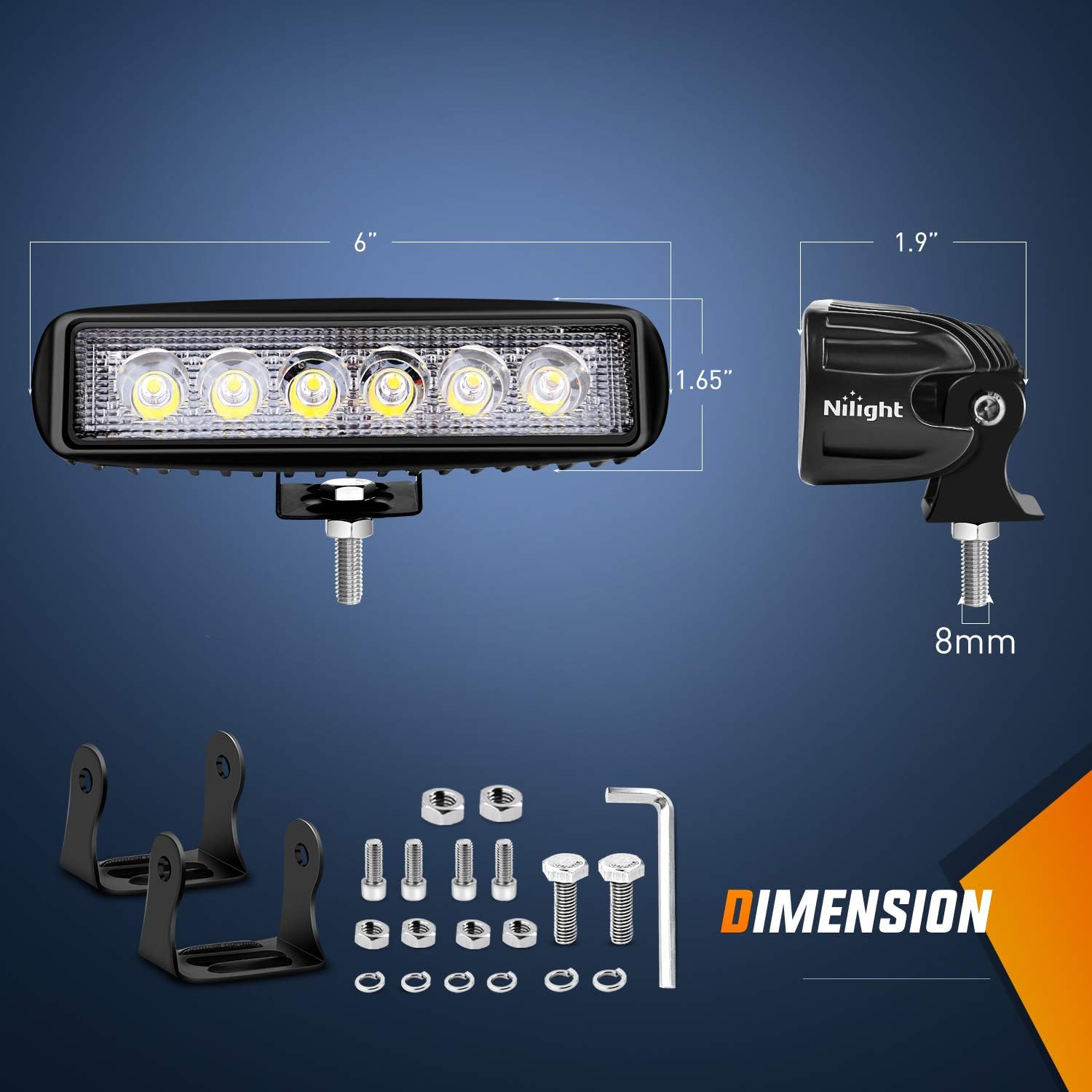Detalle 2 de Nilight 6-inch 18W Flood LED Pods 2PCS