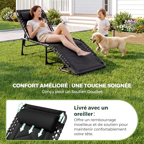 Detalle de Palawano Transat de Jardin Extérieur Pliable et Rembourré 190 × 70 cm