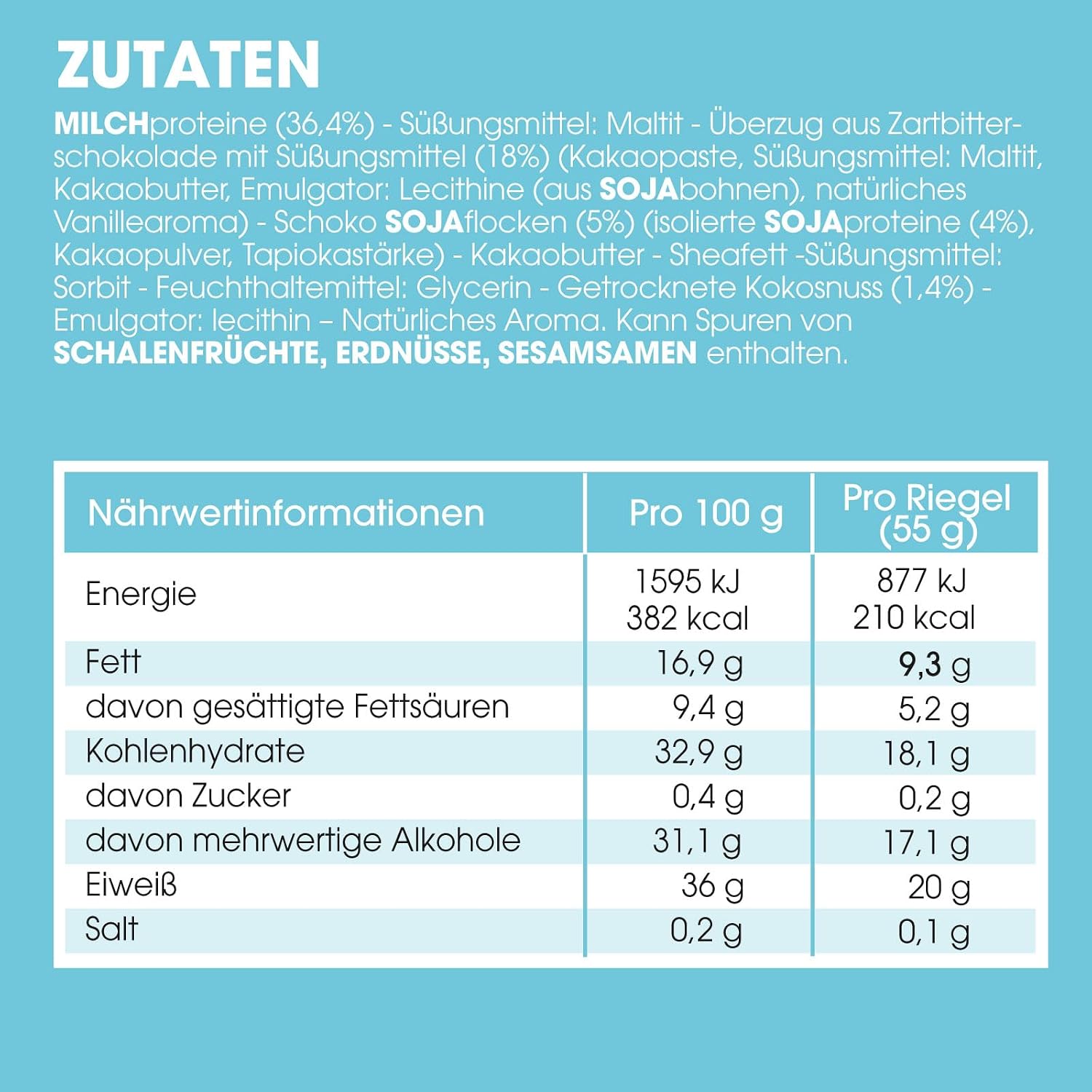 Detalle de Enervit The Protein Deal Coconut Party – Proteinriegel mit Kokos & Zartbitterschokolade (12 Riegel á 55 g)
