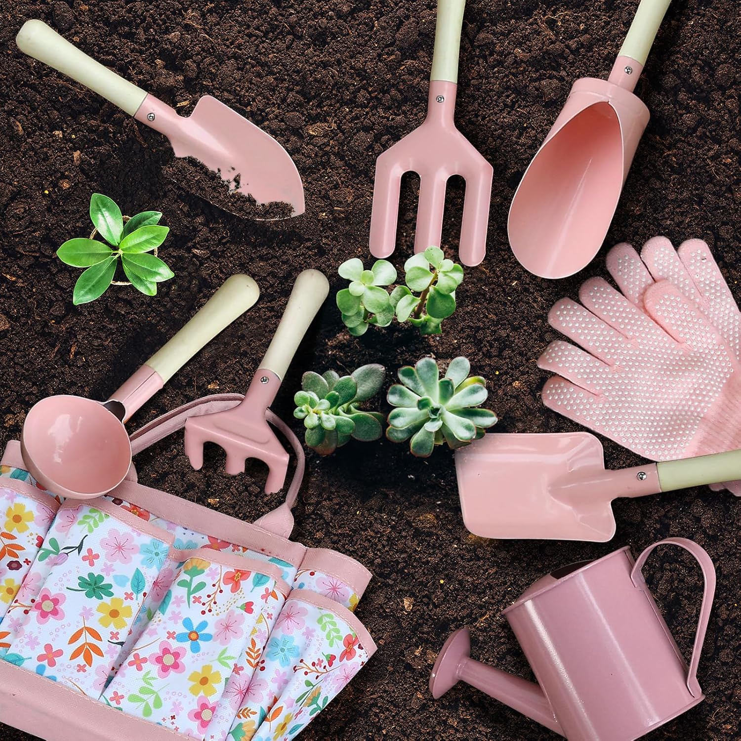 Thumbnail 2 de Qtioucp Kids Gardening Set (14-Piece) with Tote Bag, Watering Can, Tools, Apron, Garden Book & Plant Stickers