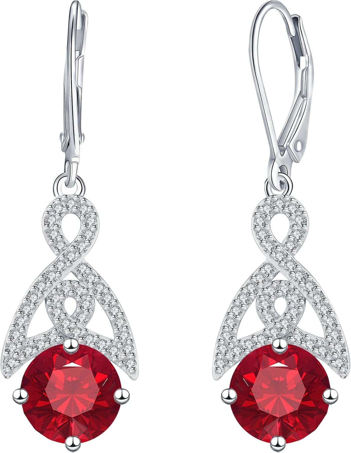 Detalle de J.MOULING Herz Ohrringe Damen – 925 Sterling Silber mit Zirkonia, elegantes Herzdesign