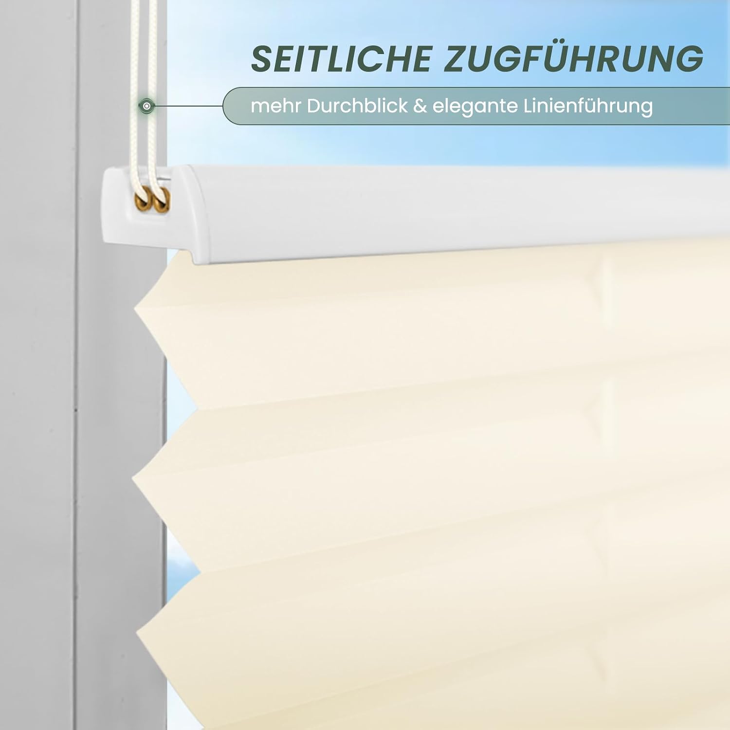 Detalle de Buseu Plissee Klemmfix 35x100 cm – Mietfreundliches Plissee mit Klemmfix, Beige