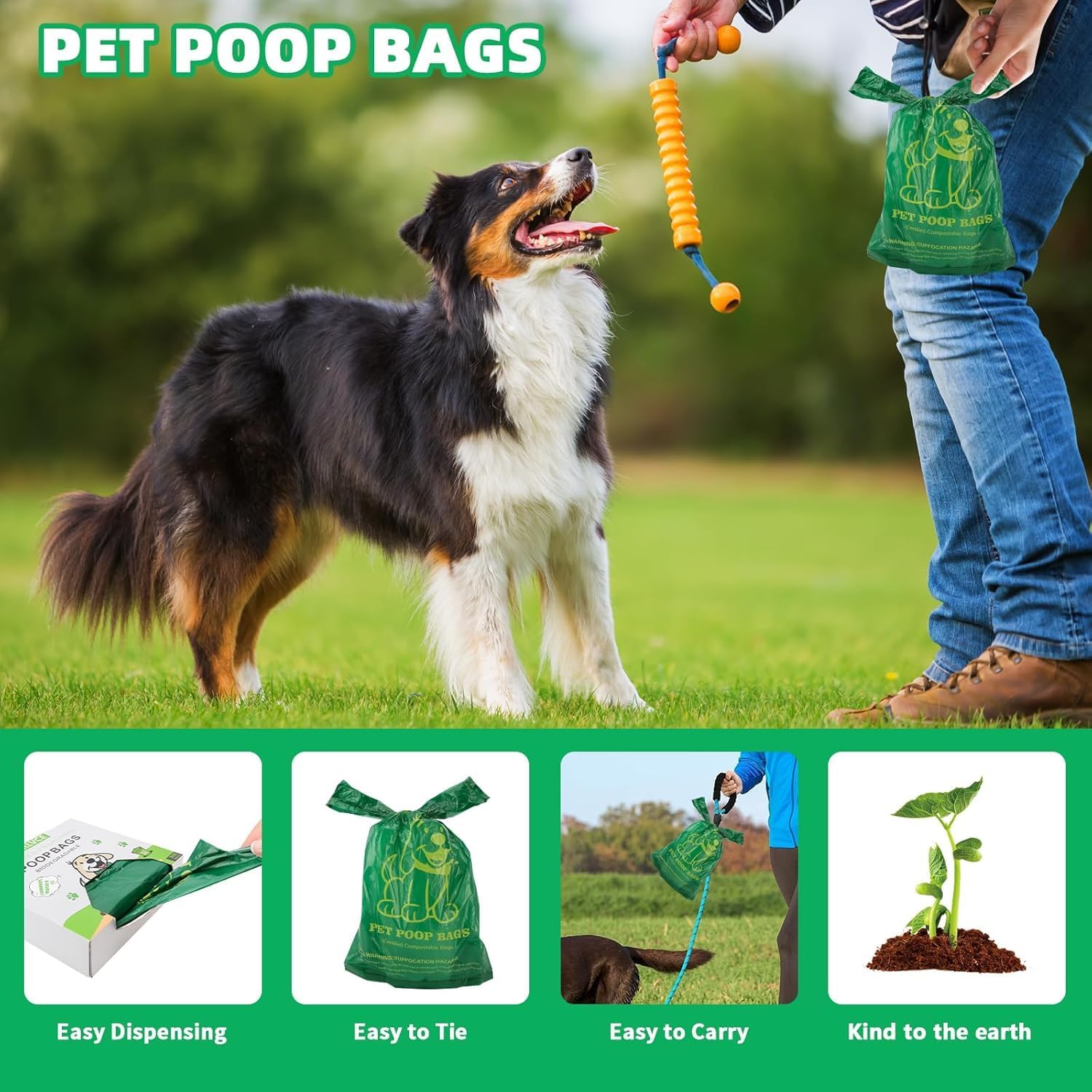 Detalle de OIRLVCE 500 Dog Poop Bags with Handles – Extra Thick, Leak-Proof and Lavender Scented