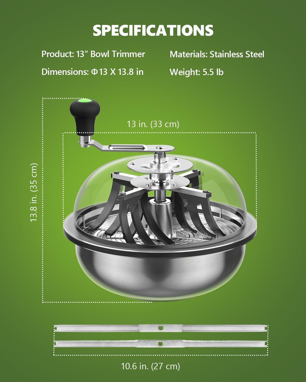 Detalle 2 de STAYGROW BT13 13-Inch Bud Leaf Bowl Trimmer with Clear Dome