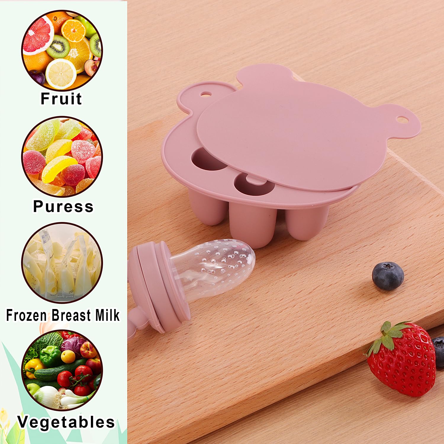 Thumbnail 4 de Gedebey 6-in-1 Baby Fruit Feeder Pacifier & Baby Food Feeder Set (Silicone, BPA-Free) – S/M/L